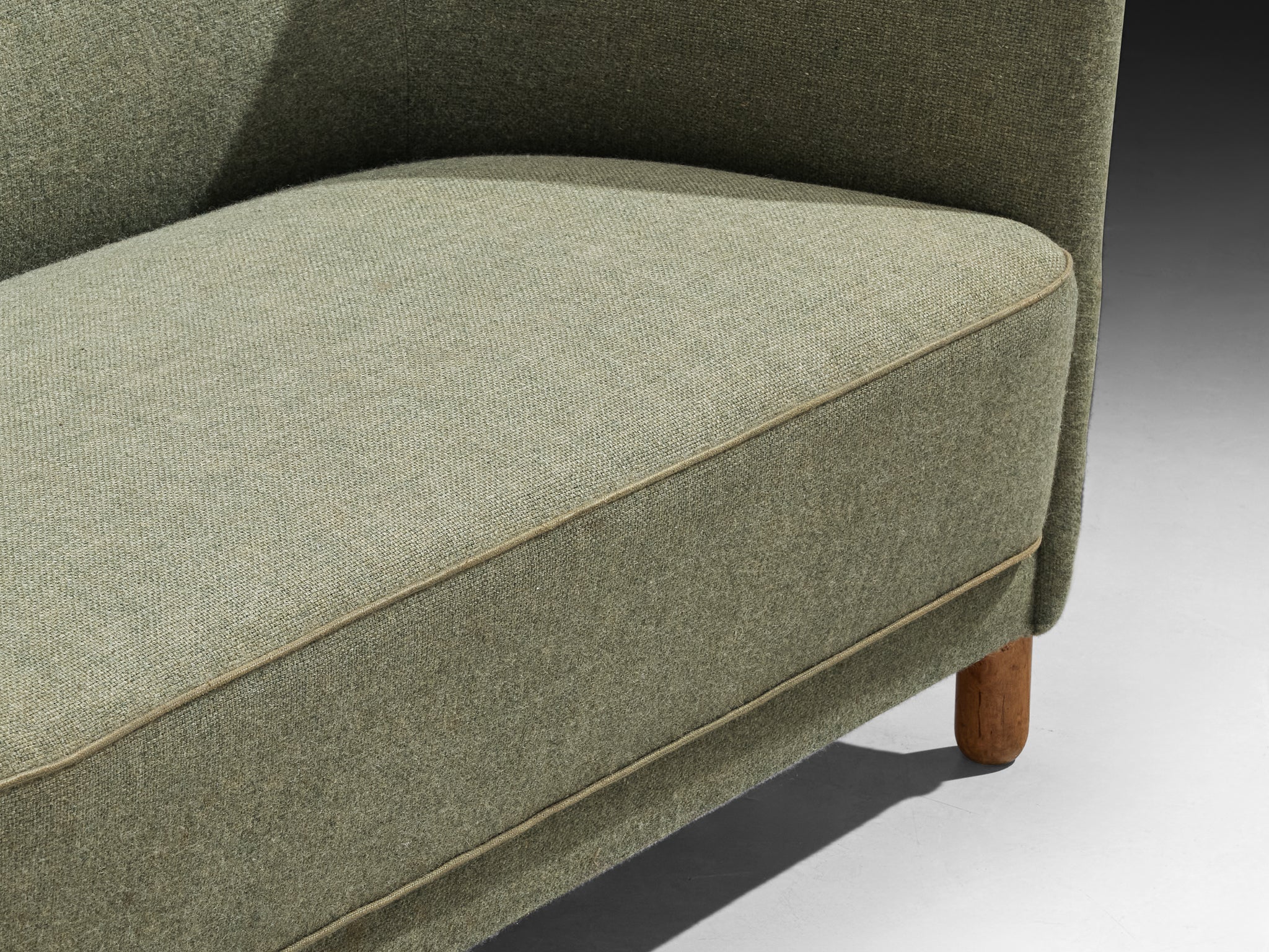 1950s Scandinavian Modern Sofa in Muted Green Wool Seating Morentz