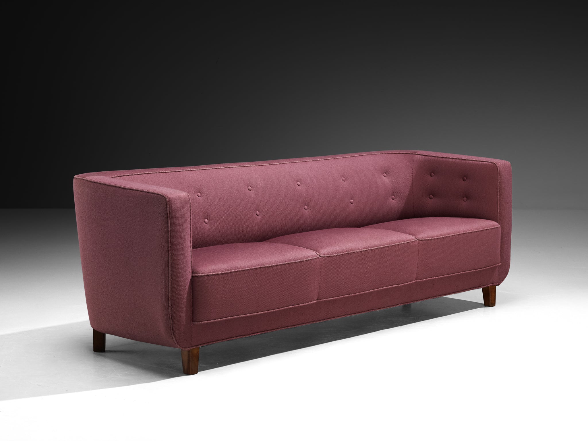 1930s Danish Three Seat Sofa in Soft Purple Colored Fabric Seating Morentz