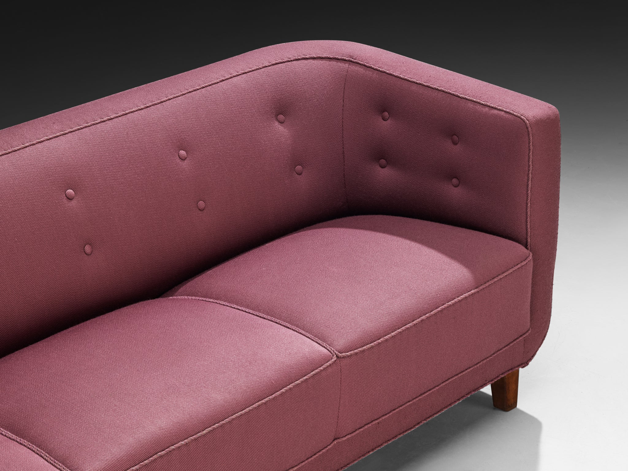 1930s Danish Three Seat Sofa in Soft Purple Colored Fabric Seating Morentz