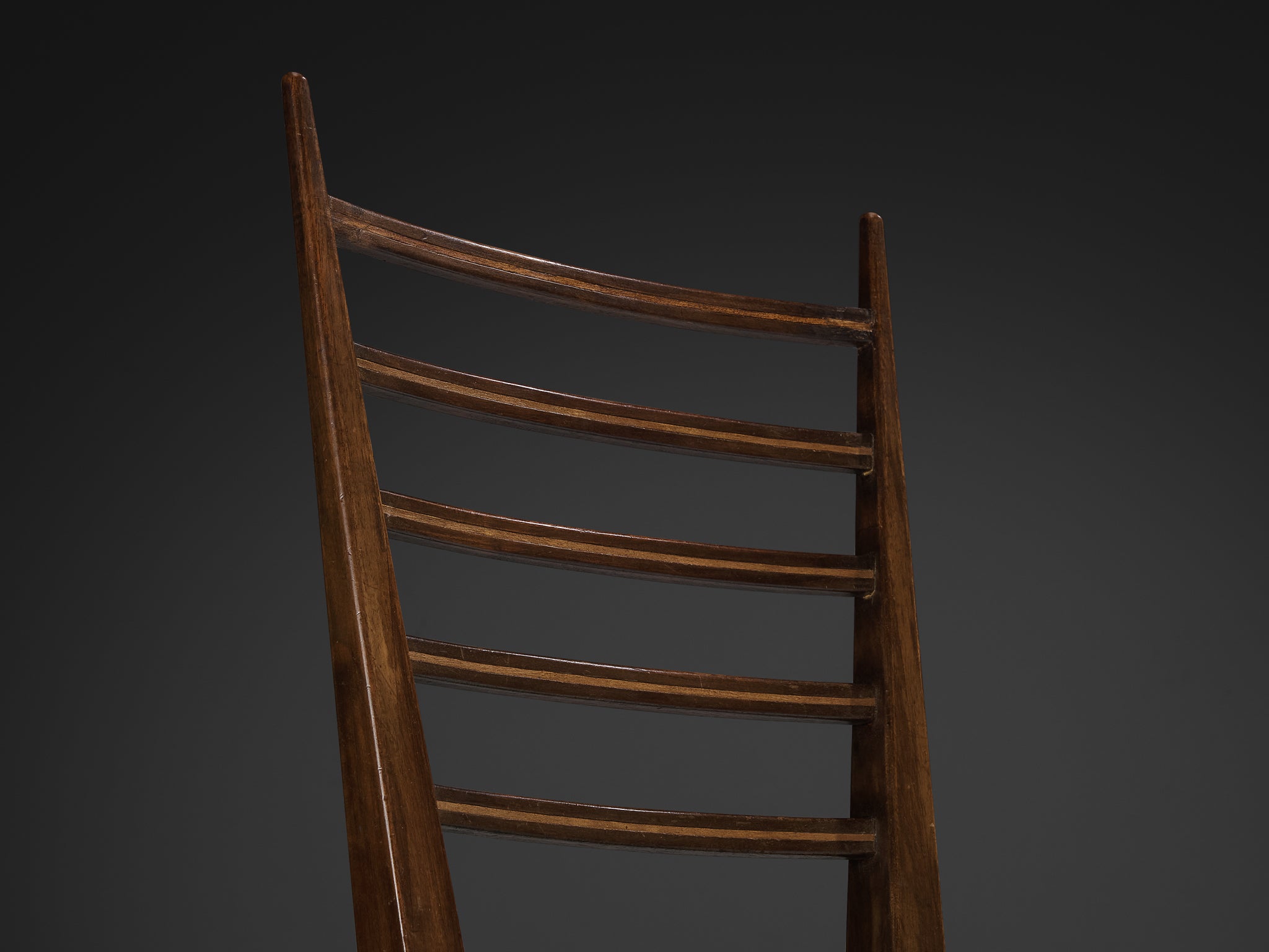 Italian Art Deco Chair in Walnut with Ladder Backrest Seating Morentz