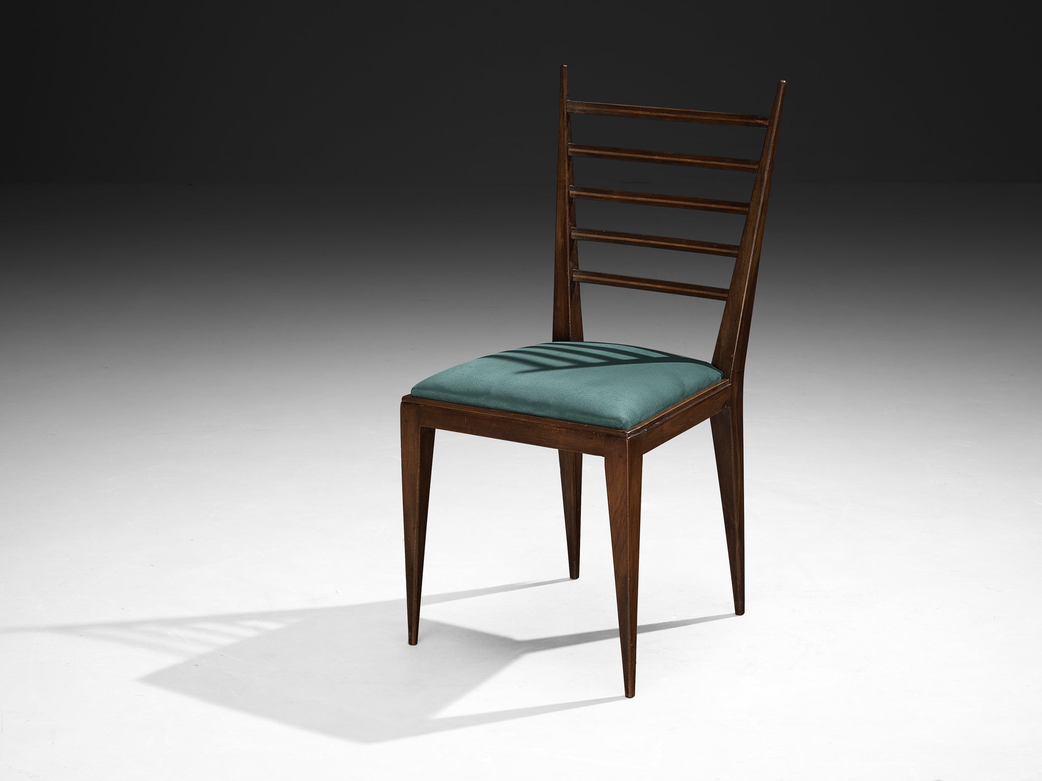 Italian Art Deco Chair in Walnut with Ladder Backrest Seating Morentz