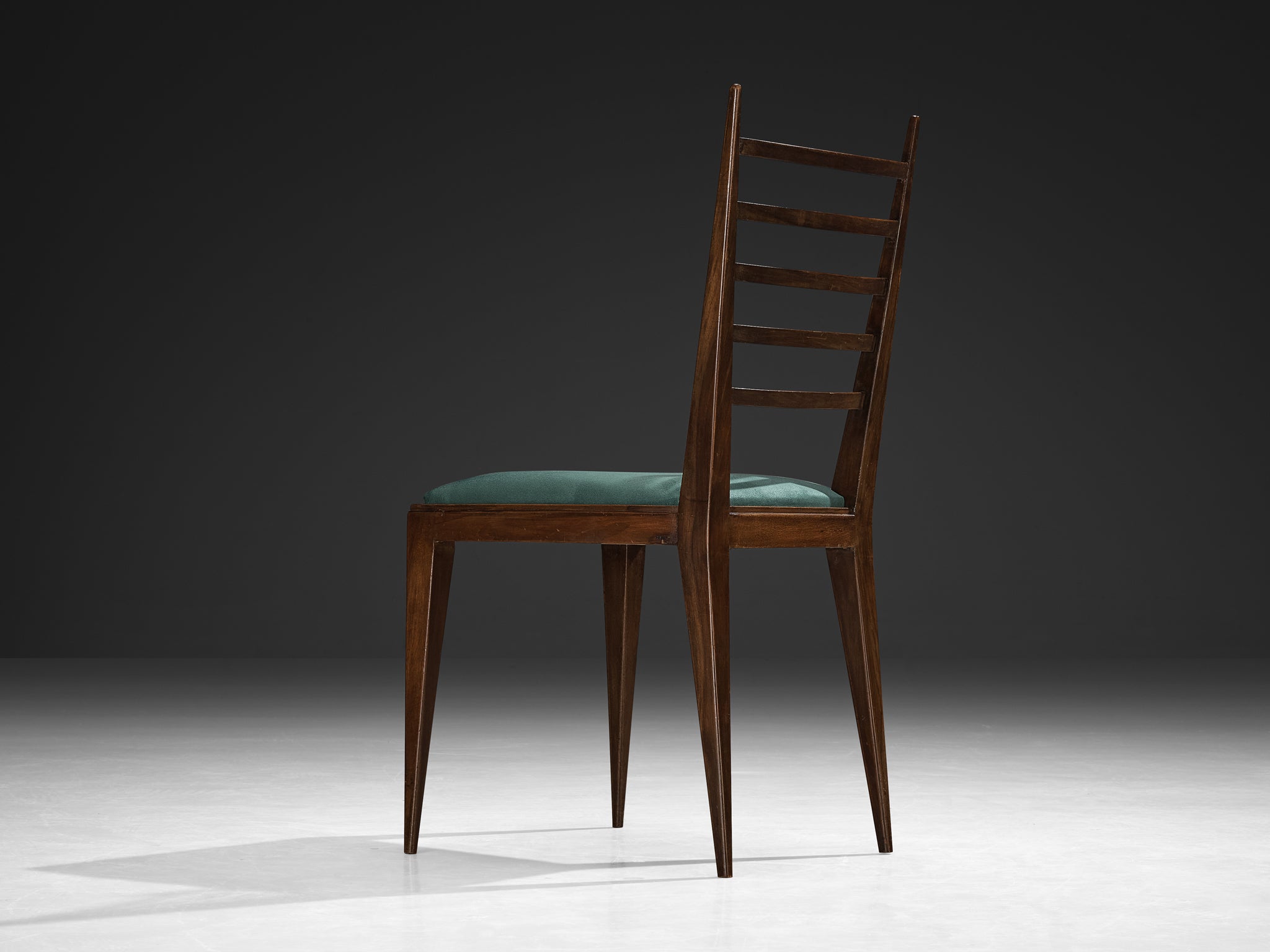 Italian Art Deco Chair in Walnut with Ladder Backrest Seating Morentz