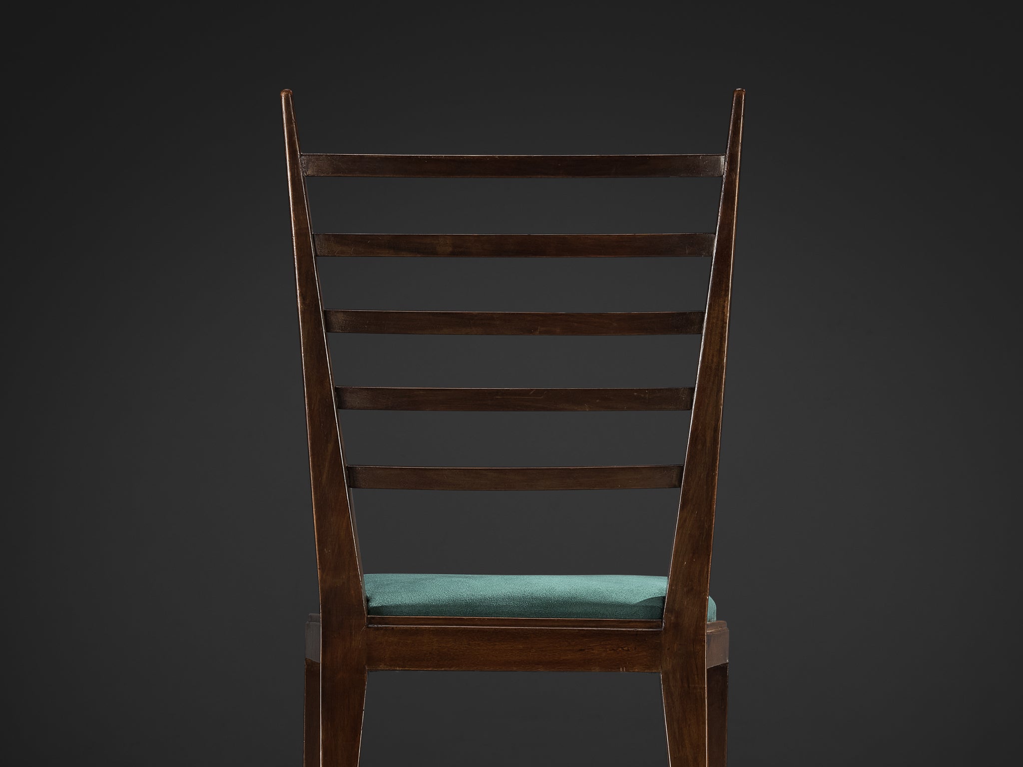 Italian Art Deco Chair in Walnut with Ladder Backrest Seating Morentz