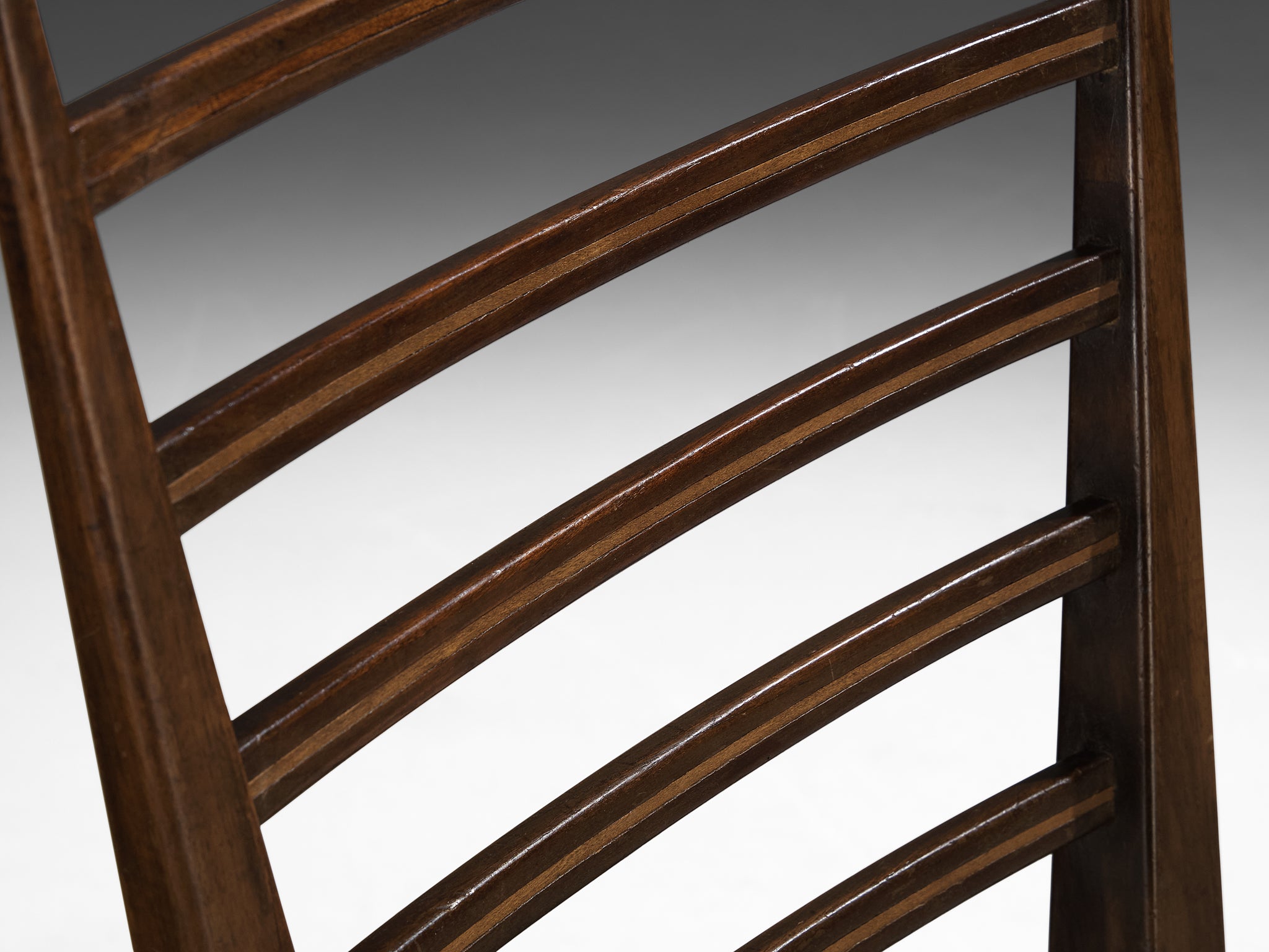 Italian Art Deco Chair in Walnut with Ladder Backrest Seating Morentz