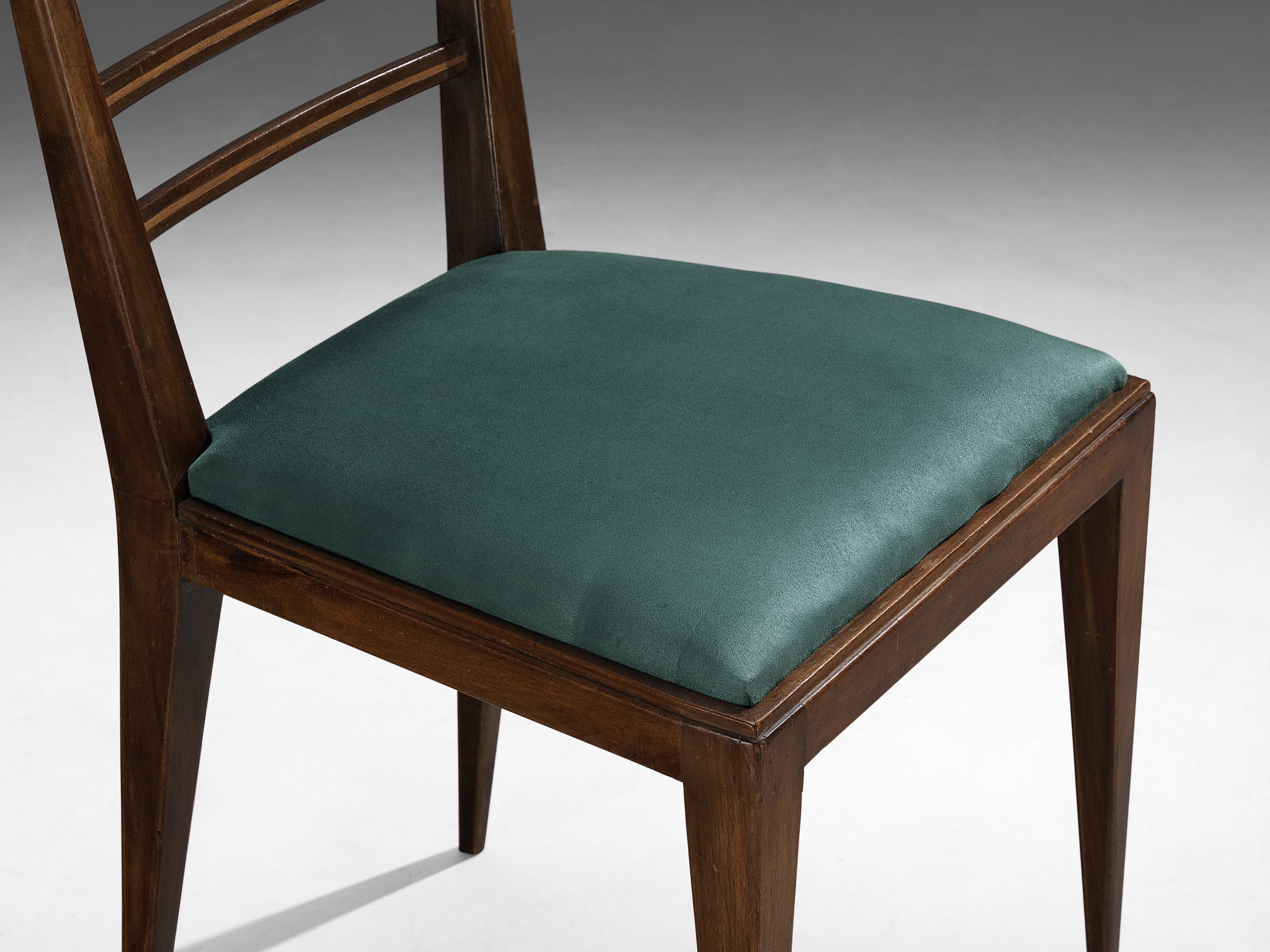 Italian Art Deco Chair in Walnut with Ladder Backrest Seating Morentz