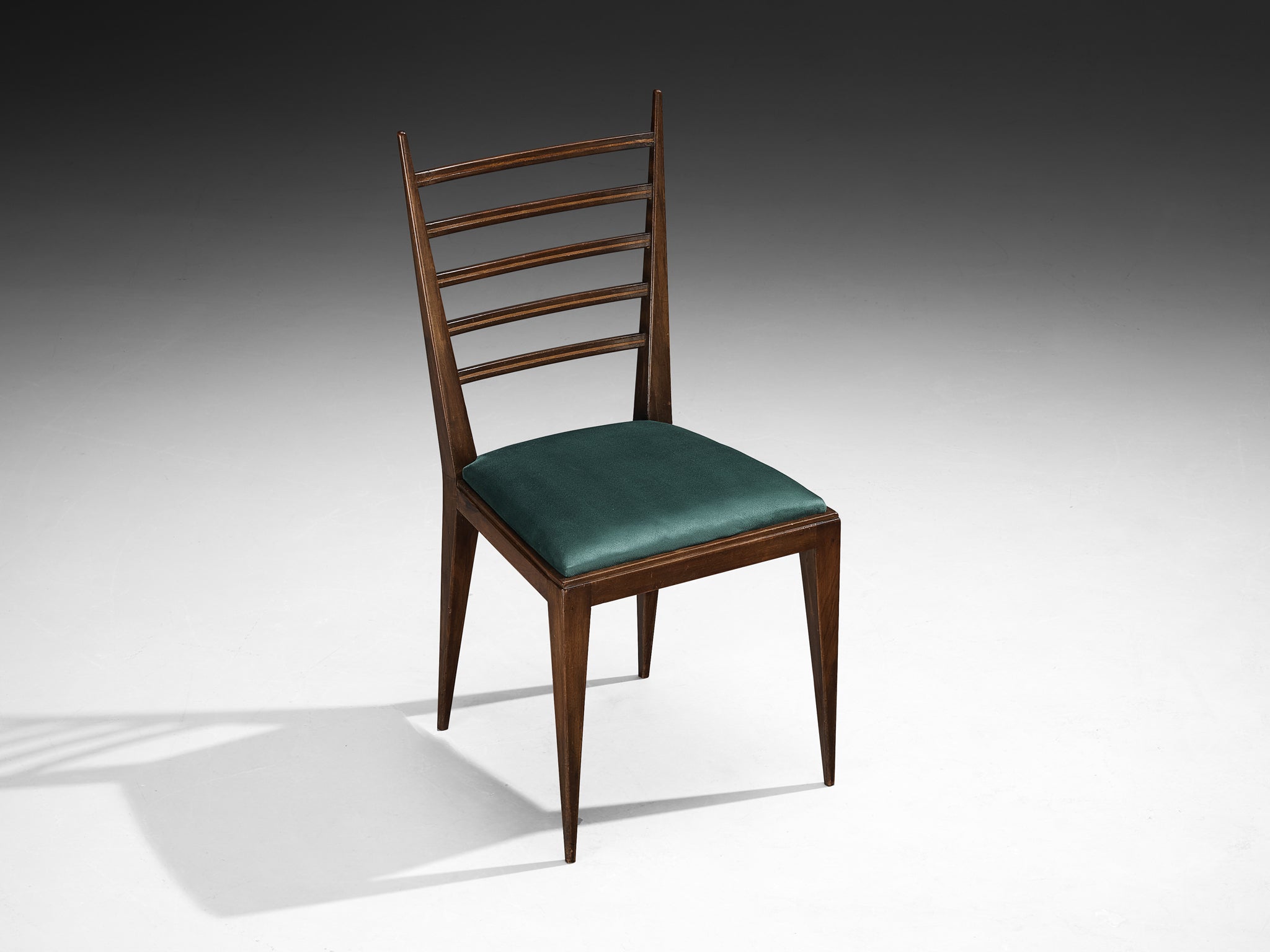 Italian Art Deco Chair in Walnut with Ladder Backrest Seating Morentz