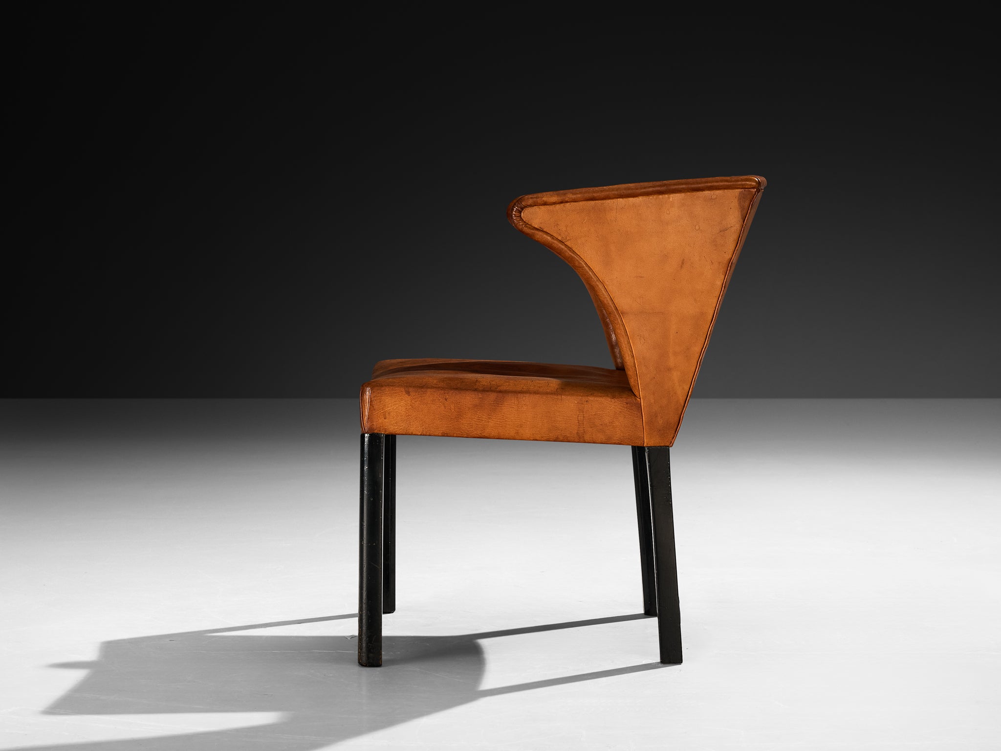 Frits Henningsen Armchair in Patinated Cognac Niger Leather Seating Morentz