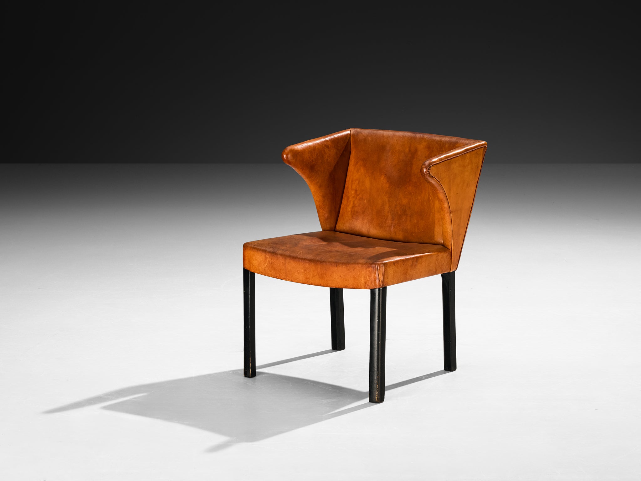 Frits Henningsen Armchair in Patinated Cognac Niger Leather Seating Morentz