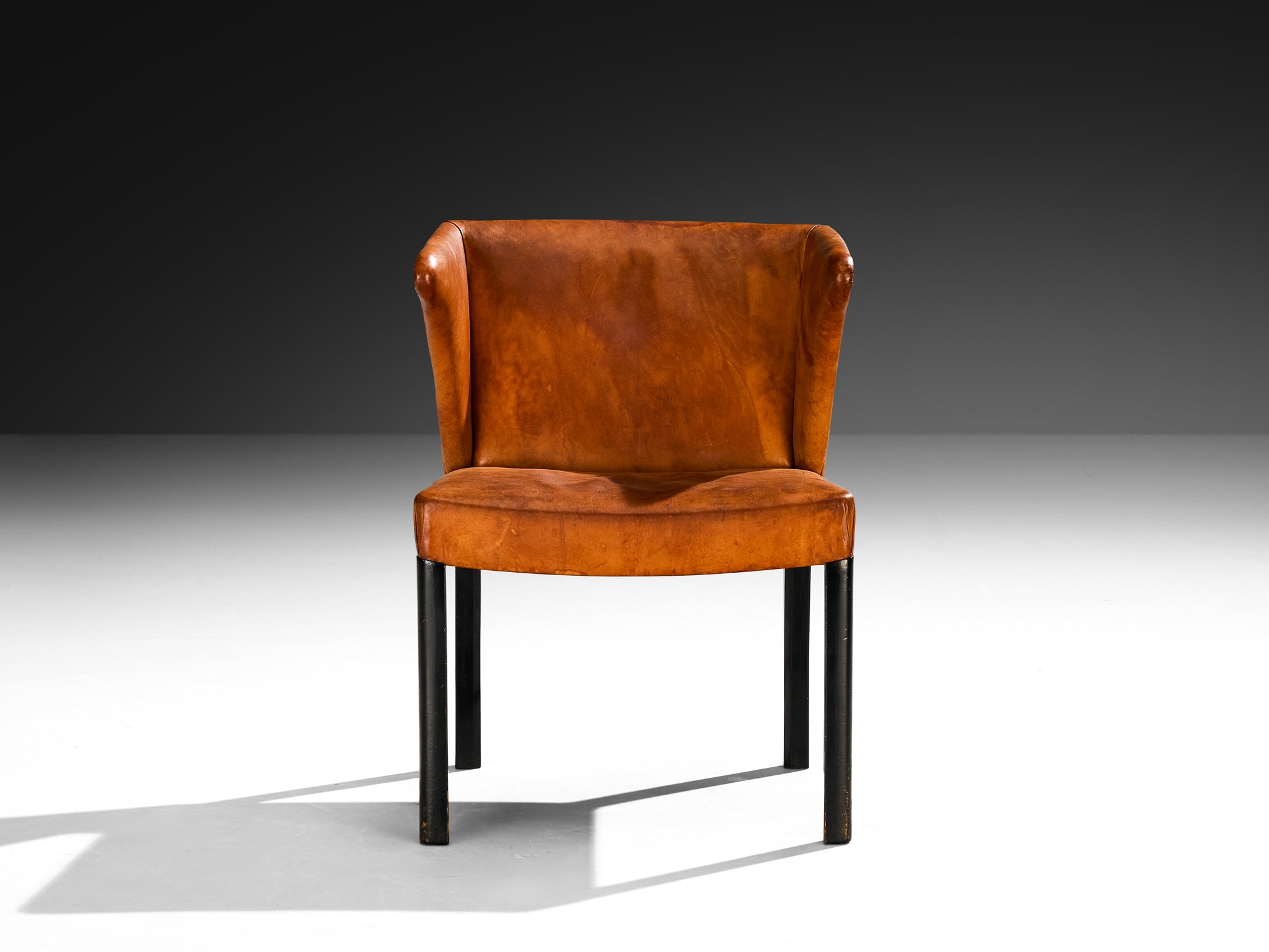 Frits Henningsen Armchair in Patinated Cognac Niger Leather Seating Morentz
