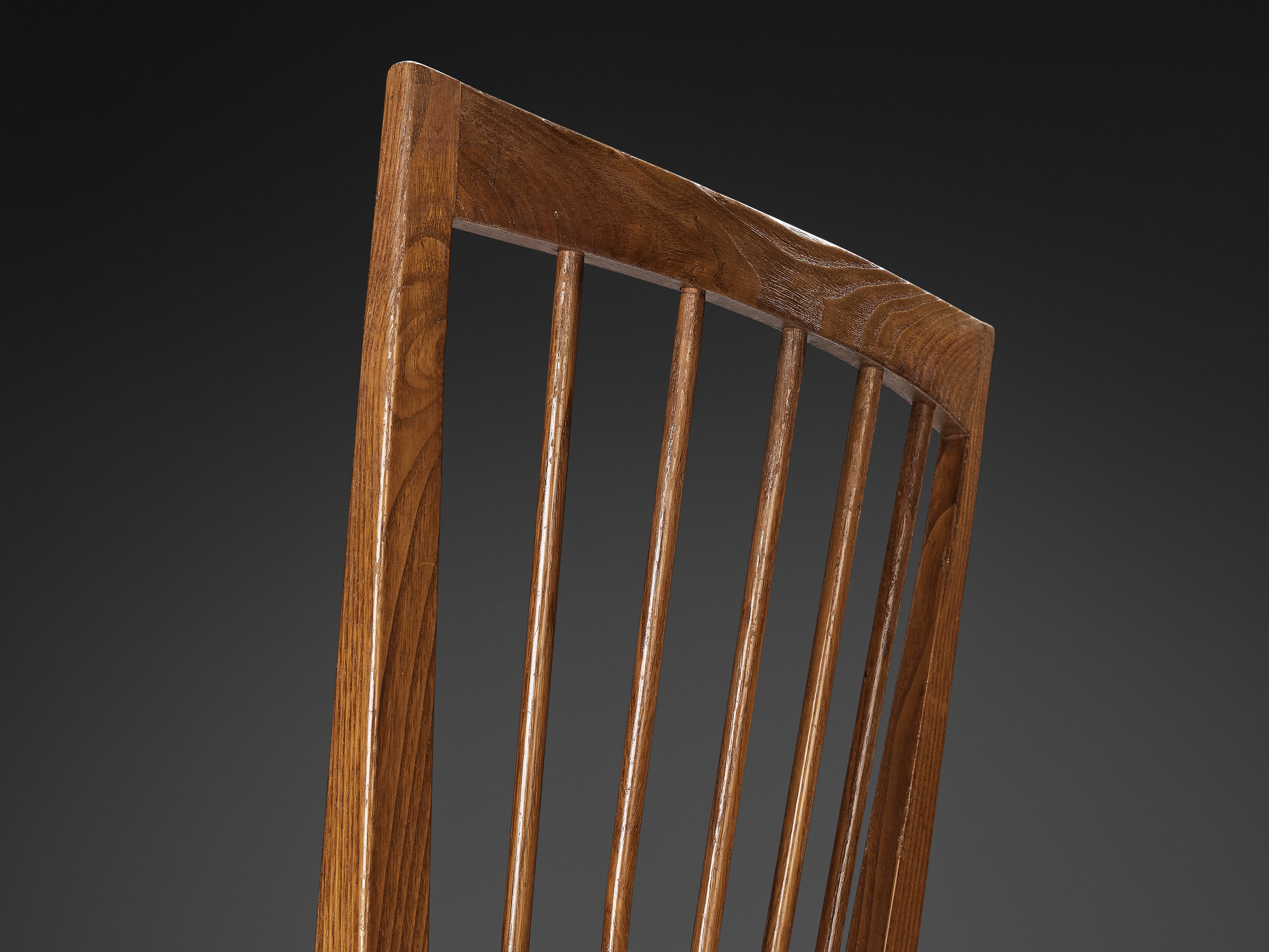 1940s French Dining Chair in Chestnut and Rush Seating Morentz