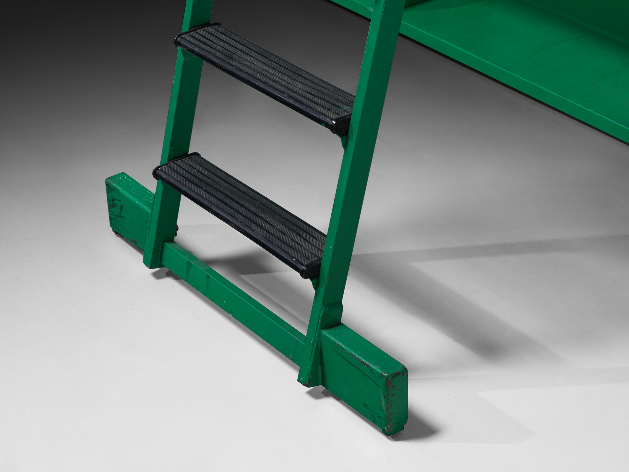 Large Italian Library with Integrated Staircase in Green Lacquered Steel Case pieces and storage cabinets Morentz