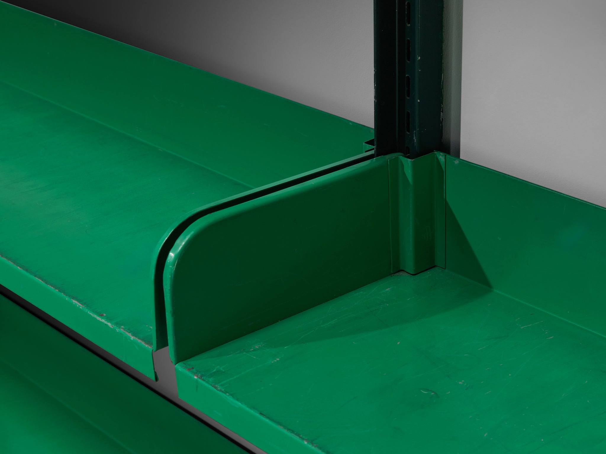 Large Italian Library with Integrated Staircase in Green Lacquered Steel Case pieces and storage cabinets Morentz