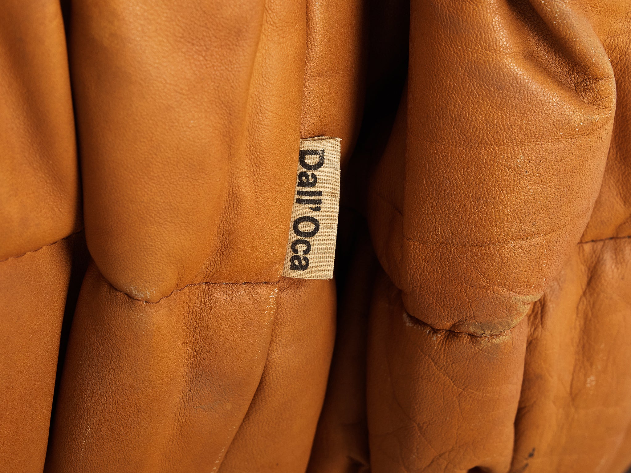 Gionathan de Pas & Donato D’Urbino & Paolo Lomazzi 'Piumino' Sofa in Cognac Leather Seating Morentz