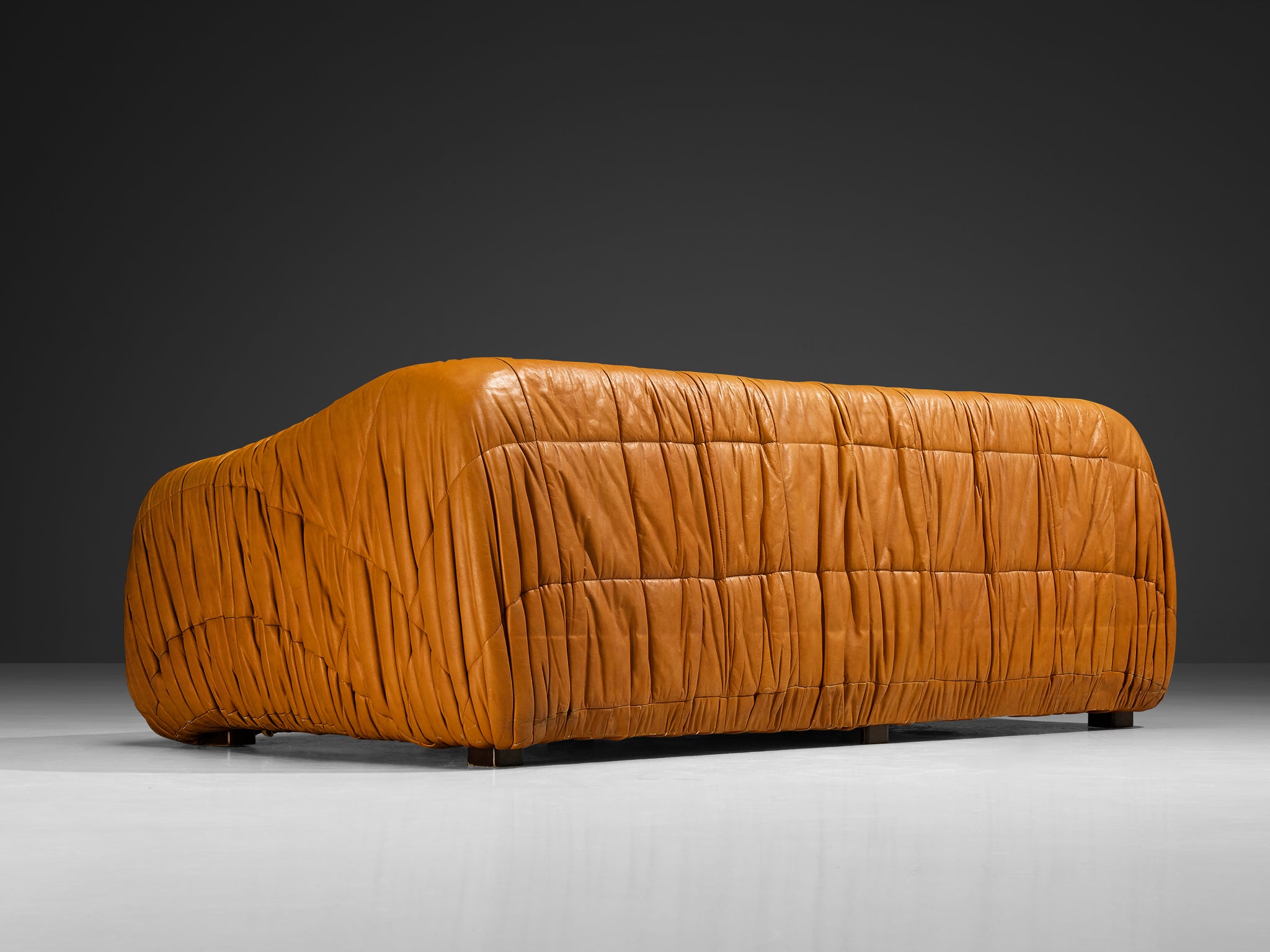 Gionathan de Pas & Donato D’Urbino & Paolo Lomazzi 'Piumino' Sofa in Cognac Leather Seating Morentz