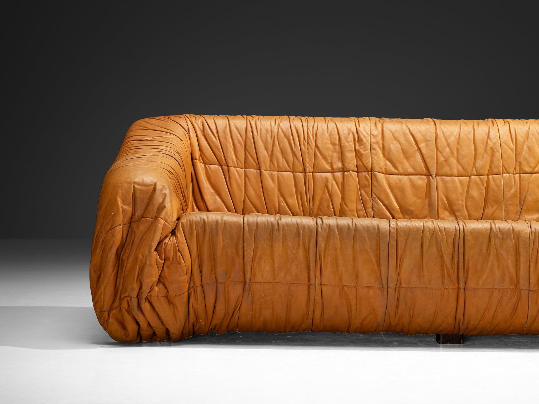 Gionathan de Pas & Donato D’Urbino & Paolo Lomazzi 'Piumino' Sofa in Cognac Leather Seating Morentz
