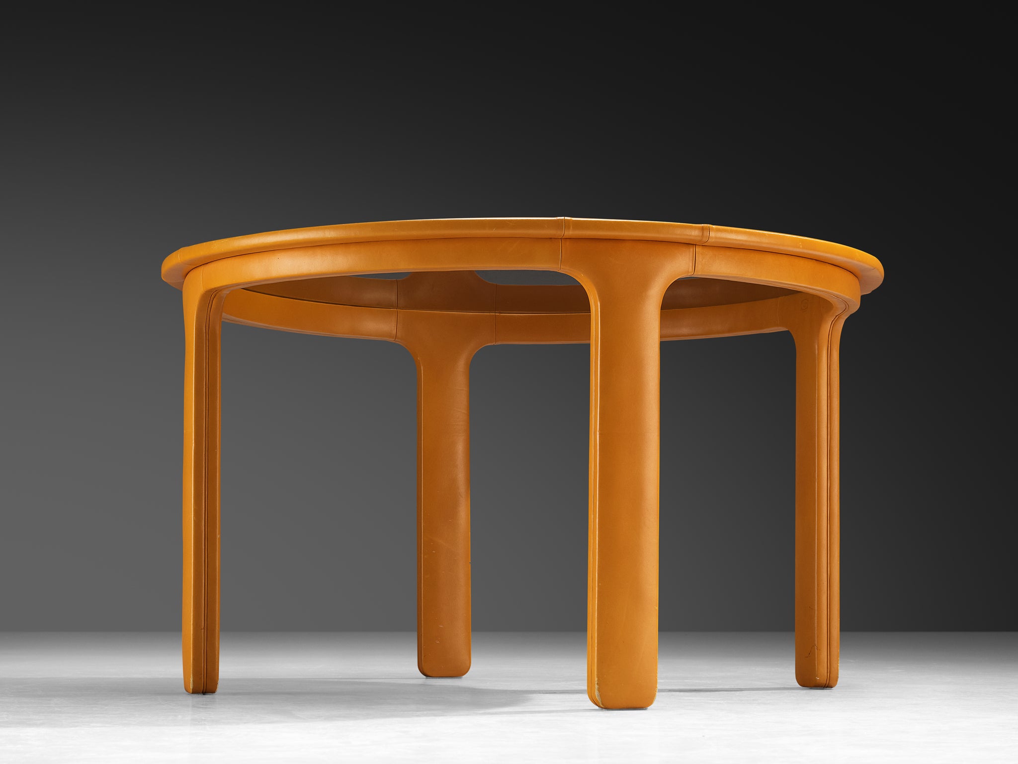 Luigi Massoni for Poltrona Frau Dining Table in Leather and Smoked Glass Tables Morentz