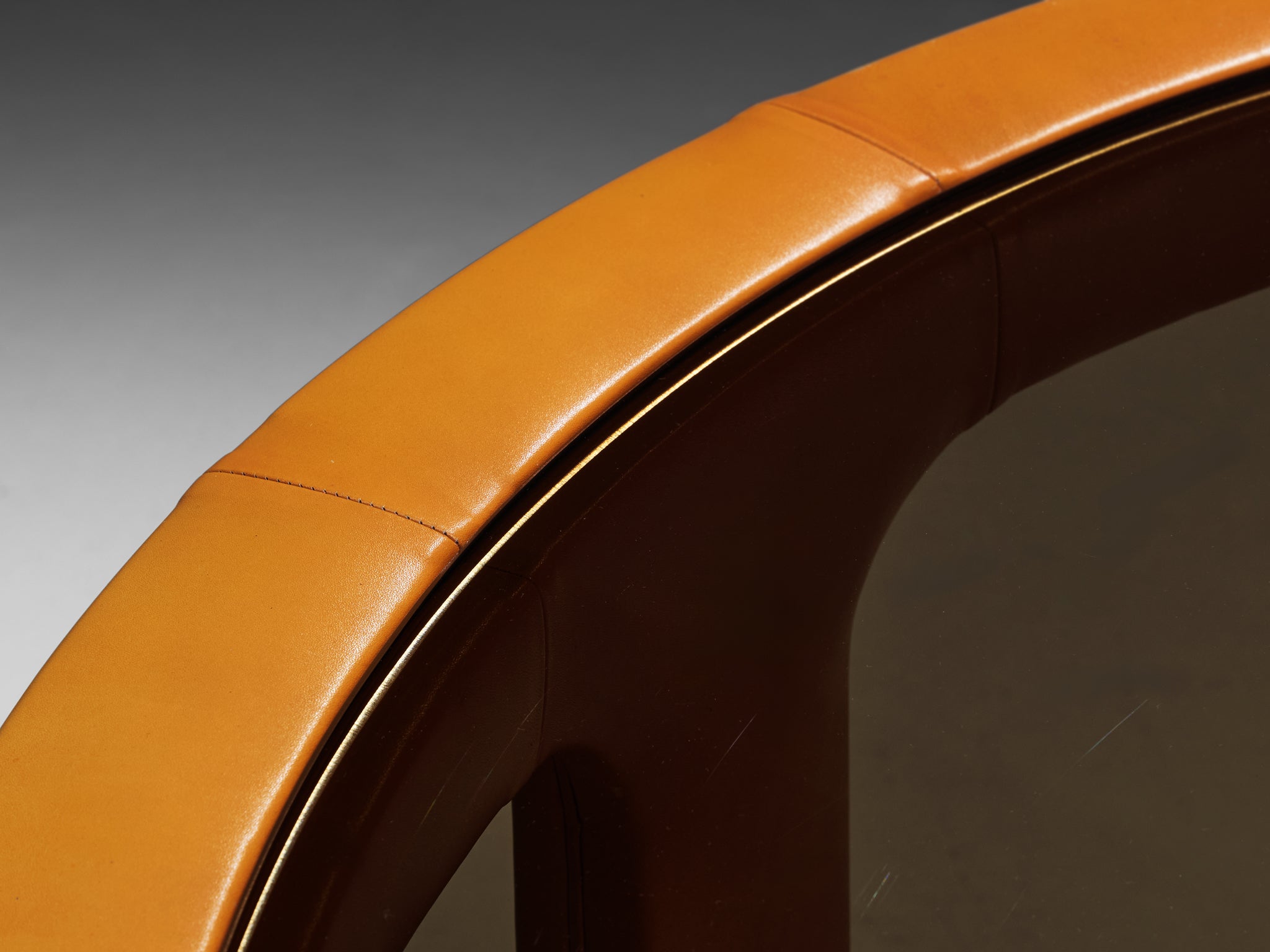 Luigi Massoni for Poltrona Frau Dining Table in Leather and Smoked Glass Tables Morentz