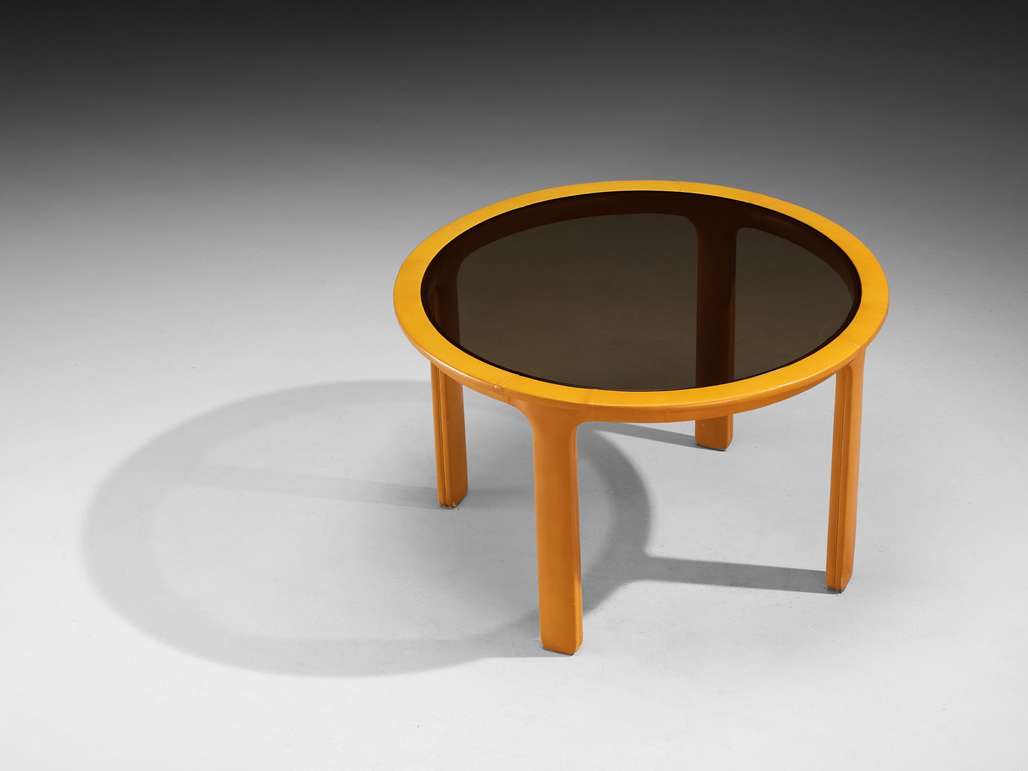 Luigi Massoni for Poltrona Frau Dining Table in Leather and Smoked Glass Tables Morentz