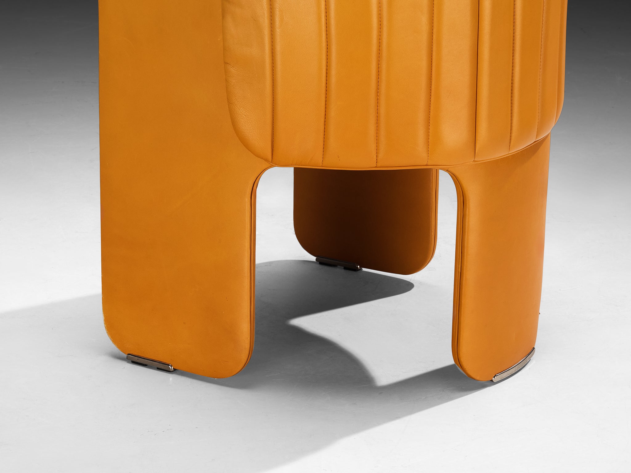 Luigi Massoni for Poltrona Frau Set of Six 'Dinette’ Armchairs in Orange Leather Seating Morentz