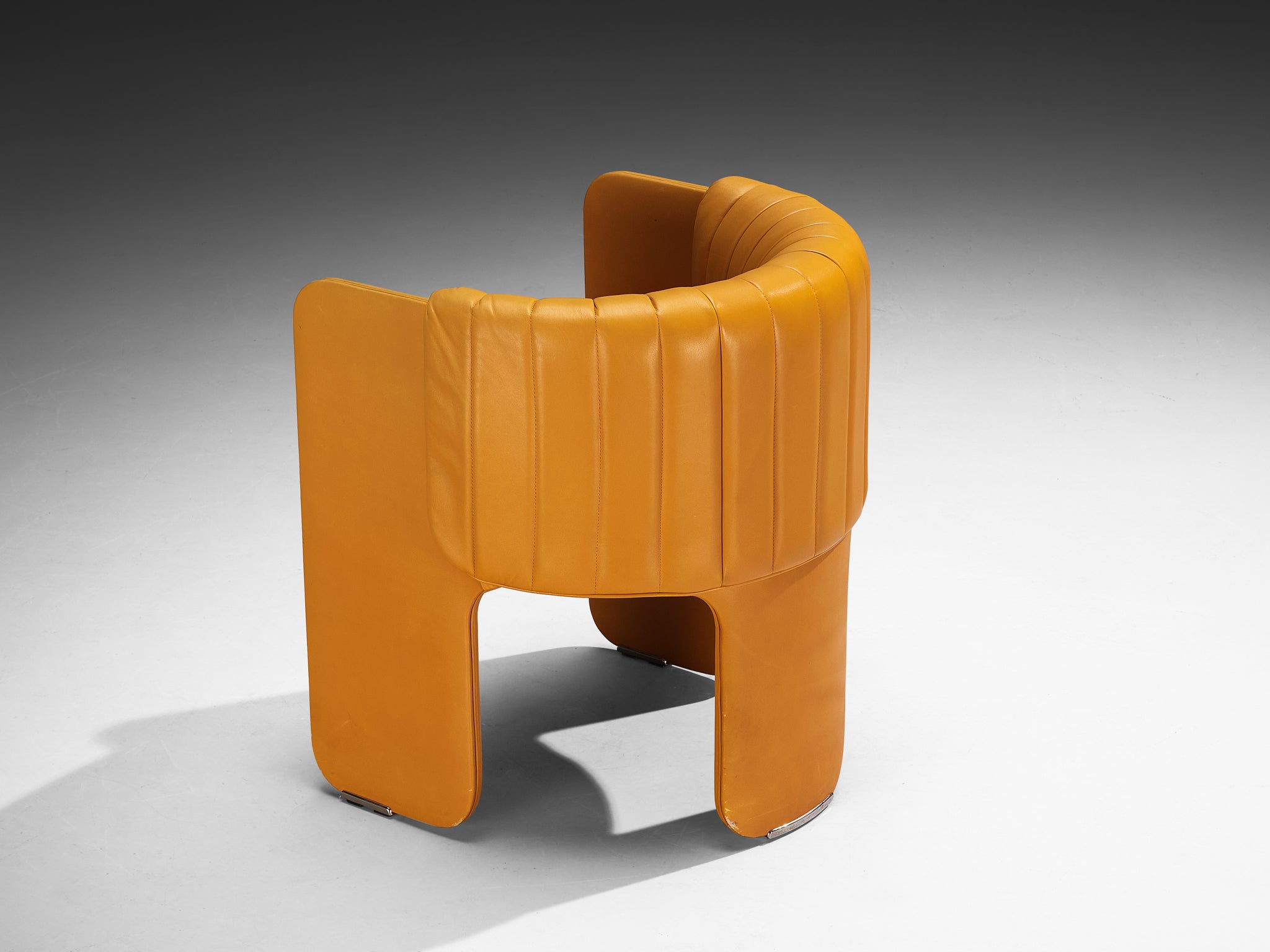 Luigi Massoni for Poltrona Frau Set of Six 'Dinette’ Armchairs in Orange Leather Seating Morentz