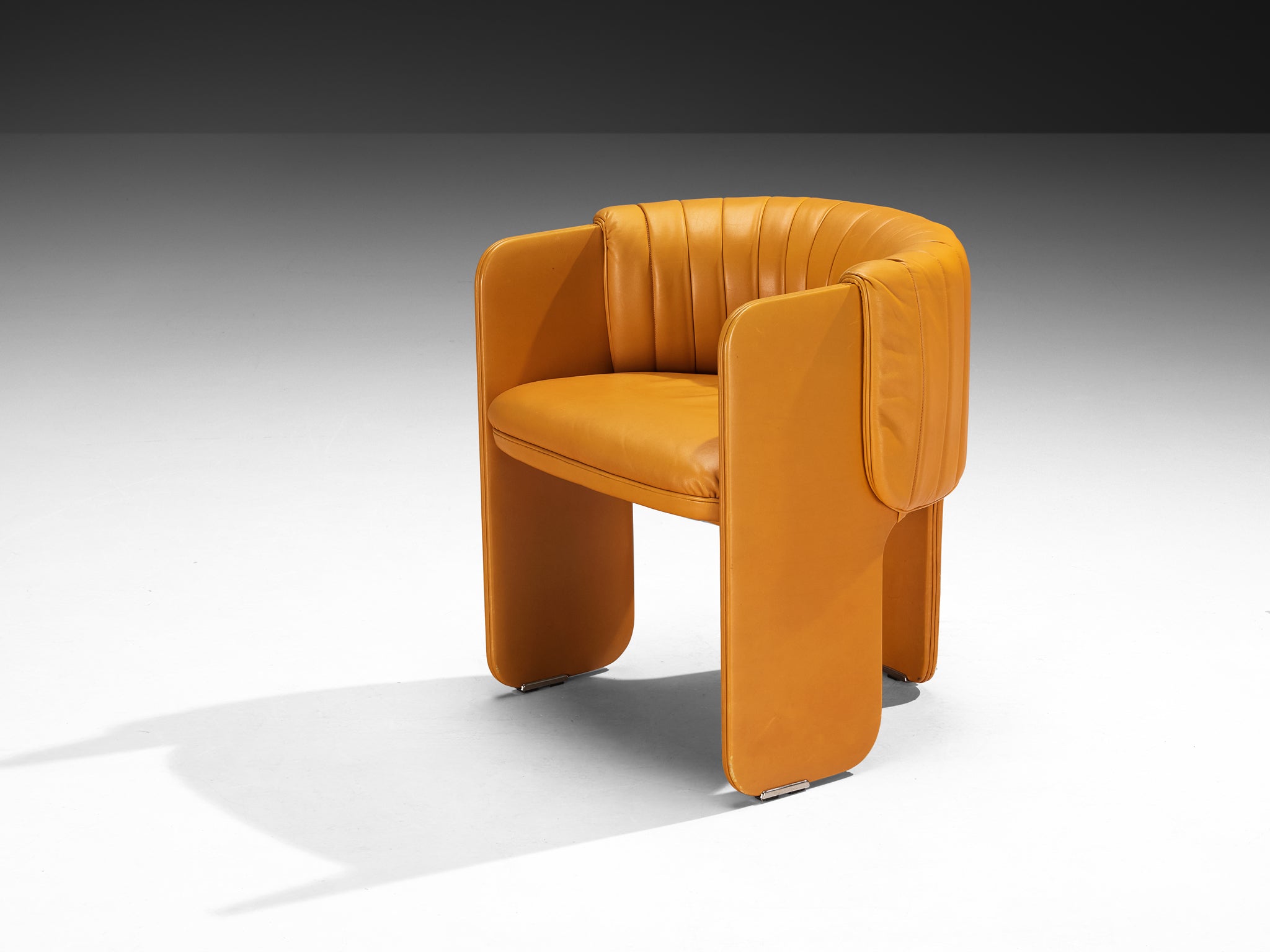 Luigi Massoni for Poltrona Frau Set of Six 'Dinette’ Armchairs in Orange Leather Seating Morentz