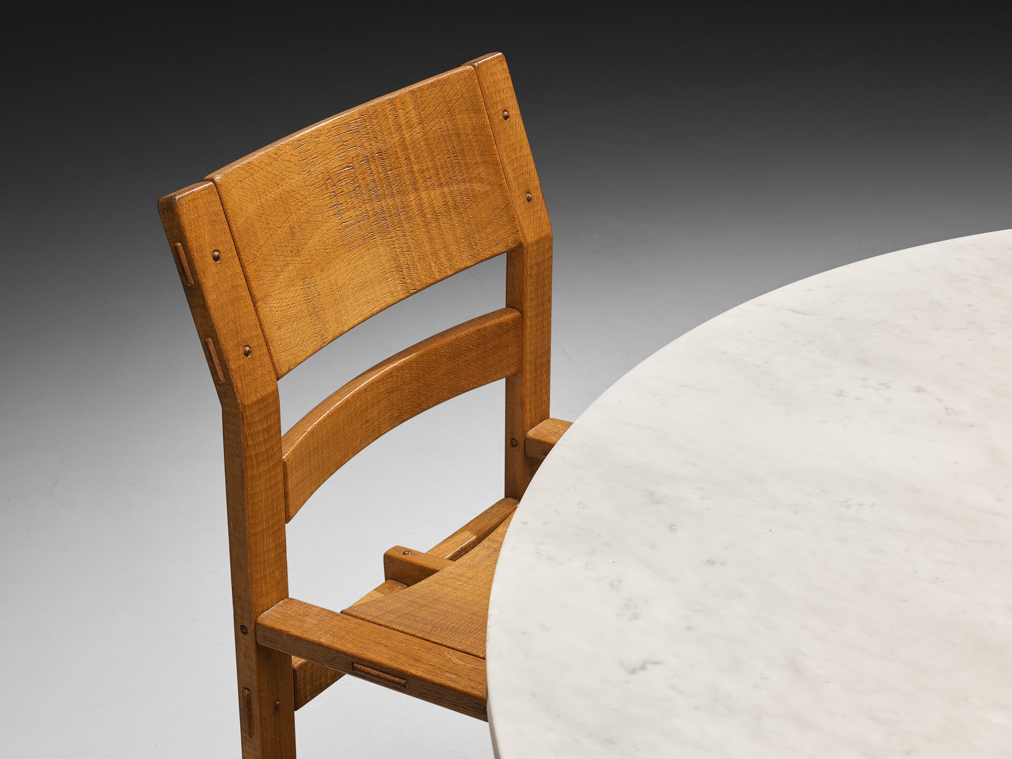 Dining Set with Giuseppe Rivadossi Chairs and Angelo Mangiarotti Dining Table in Marble and Bronze Tables Morentz