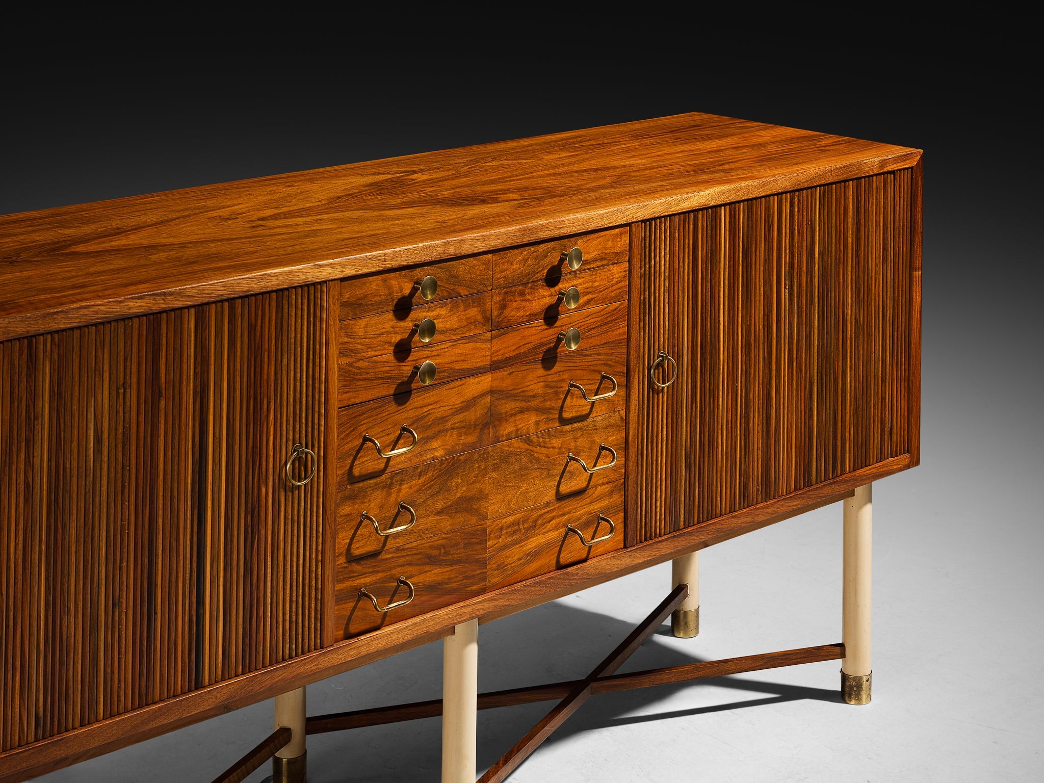 William Watting Sideboard in Walnut with Elegant Tambour Doors tables Morentz
