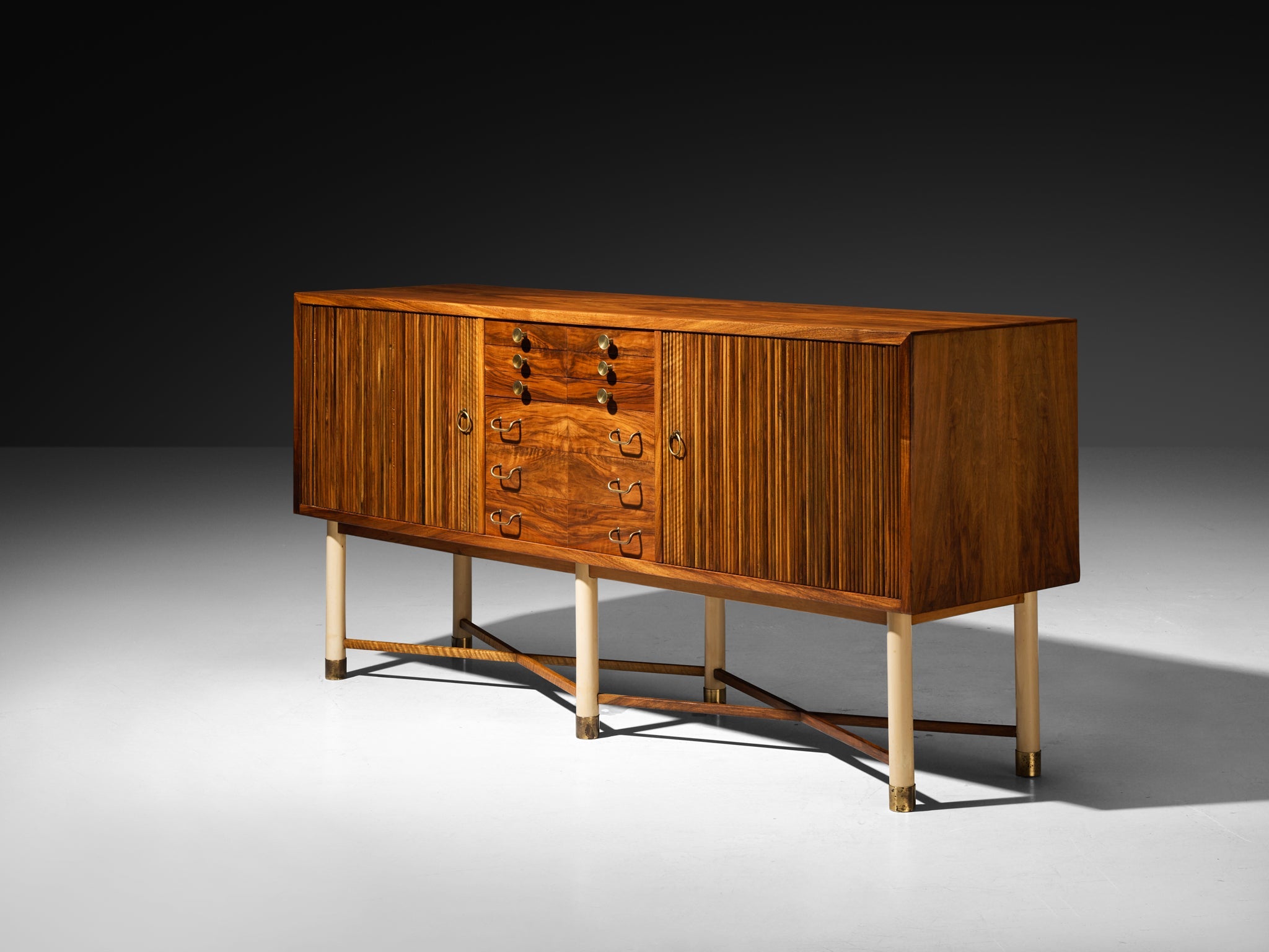William Watting Sideboard in Walnut with Elegant Tambour Doors tables Morentz