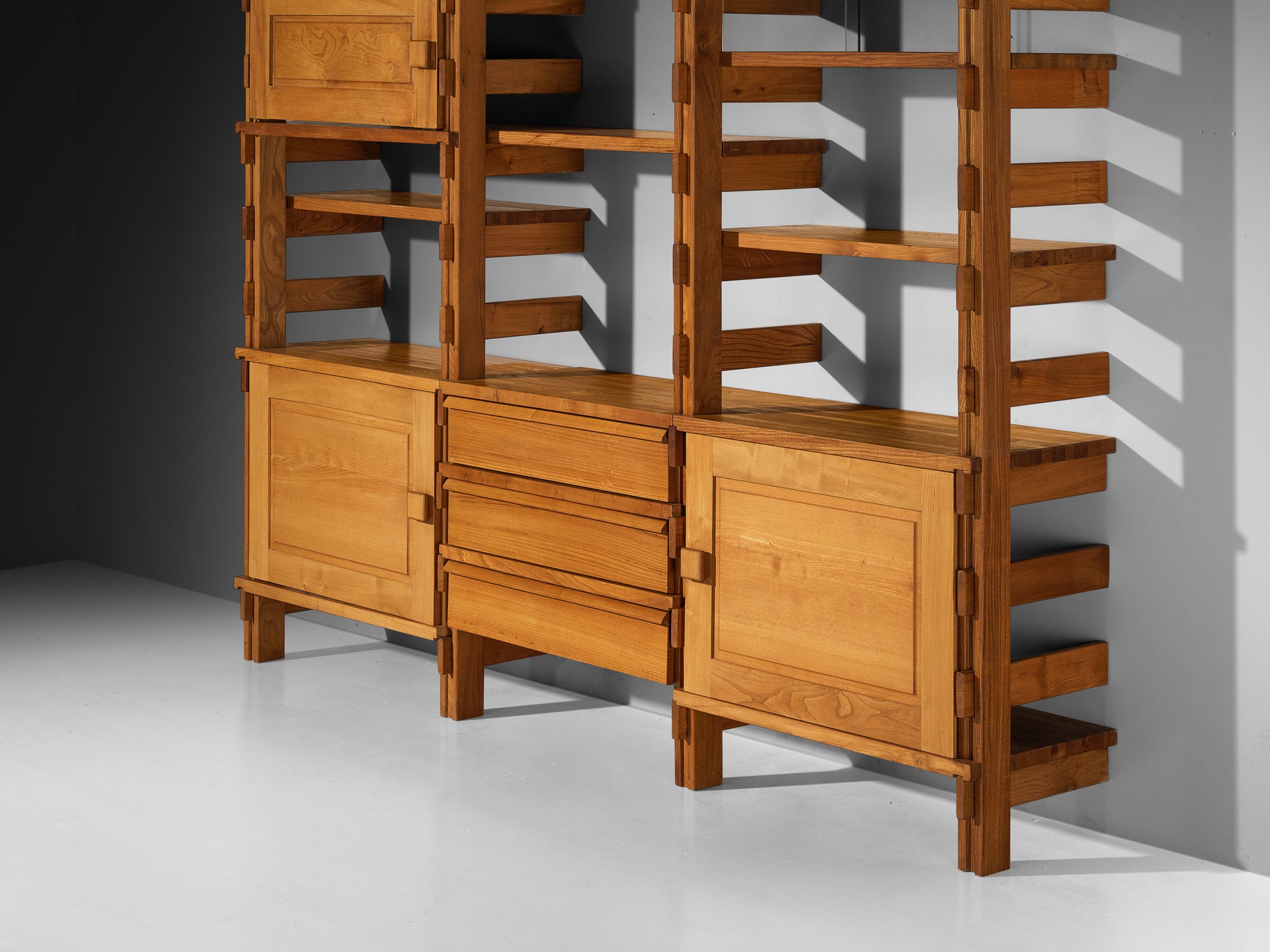 Galerie L'Orme Modular Wall Unit in Solid Elm Case pieces and storage cabinets Morentz