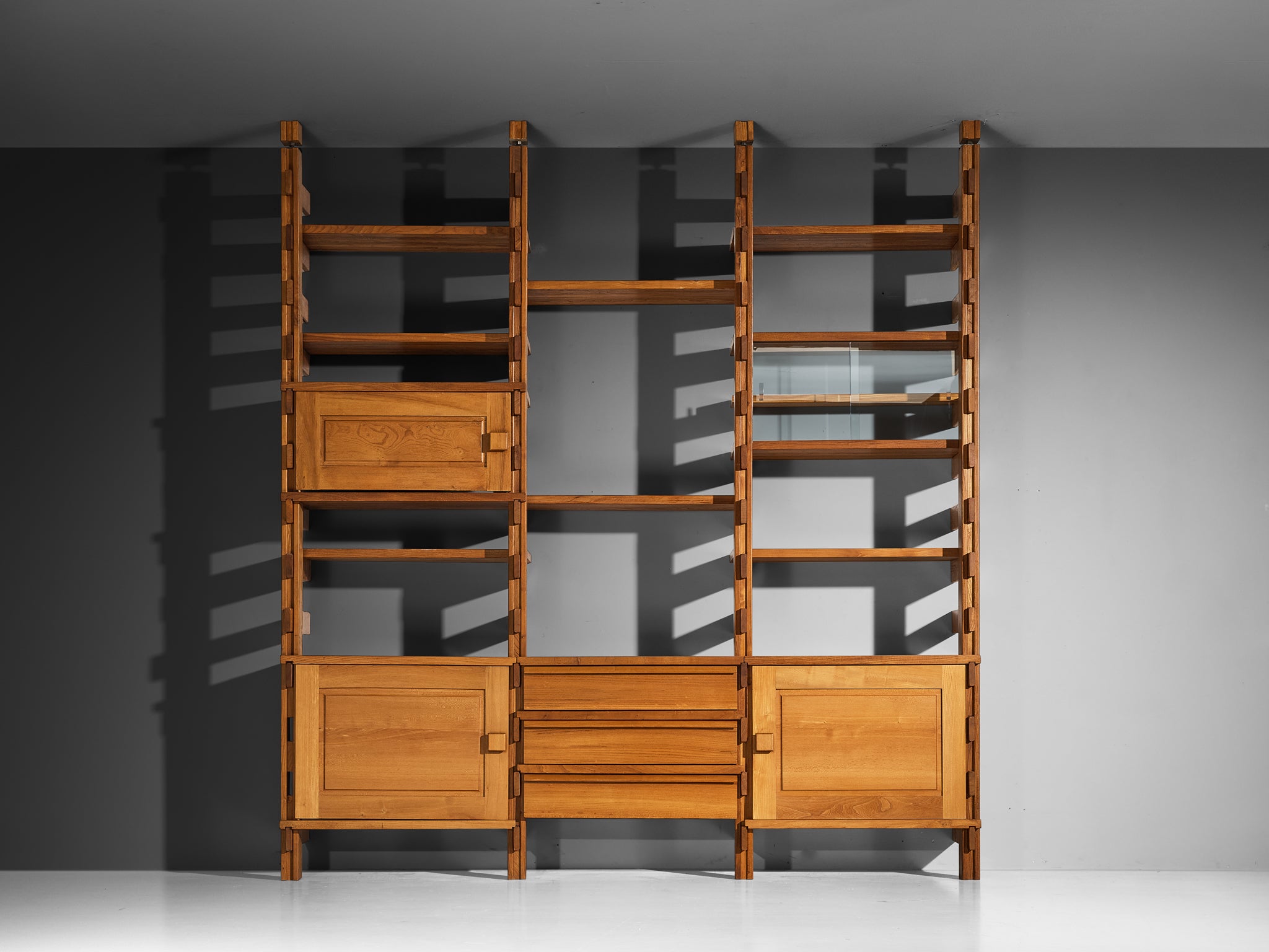 Galerie L'Orme Modular Wall Unit in Solid Elm Case pieces and storage cabinets Morentz