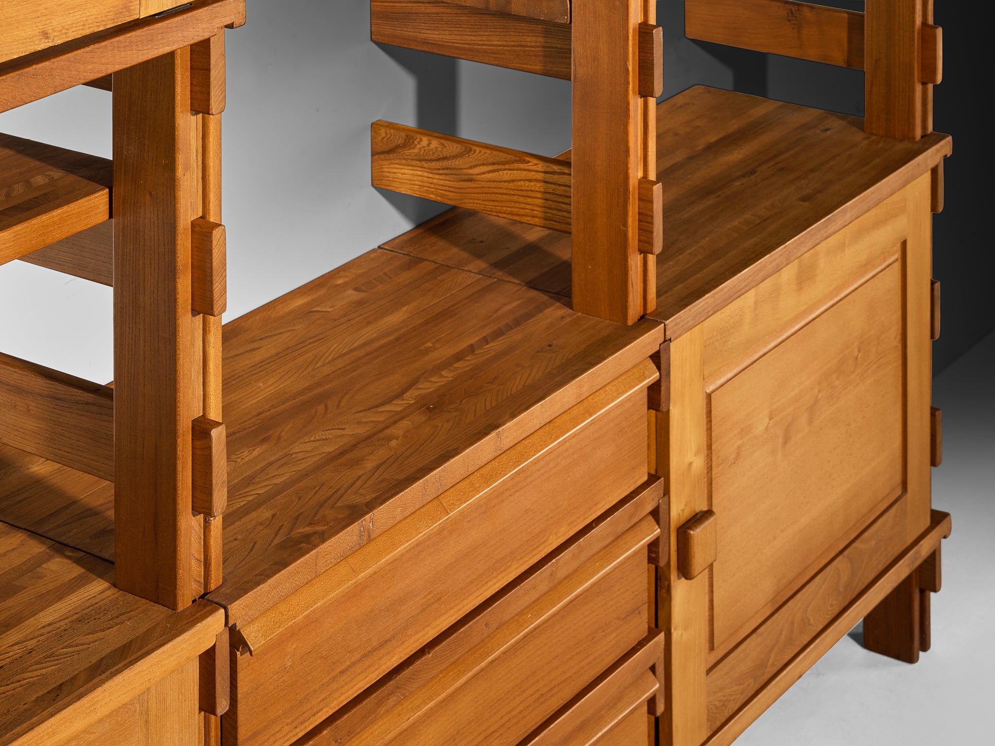 Galerie L'Orme Modular Wall Unit in Solid Elm Case pieces and storage cabinets Morentz