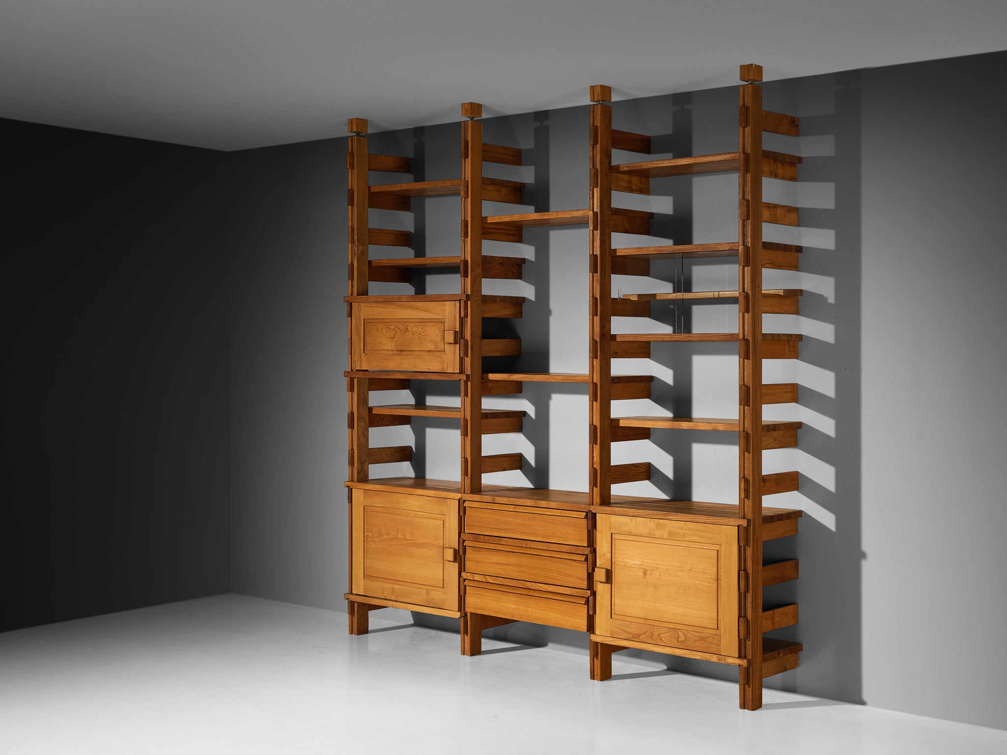 Galerie L'Orme Modular Wall Unit in Solid Elm Case pieces and storage cabinets Morentz