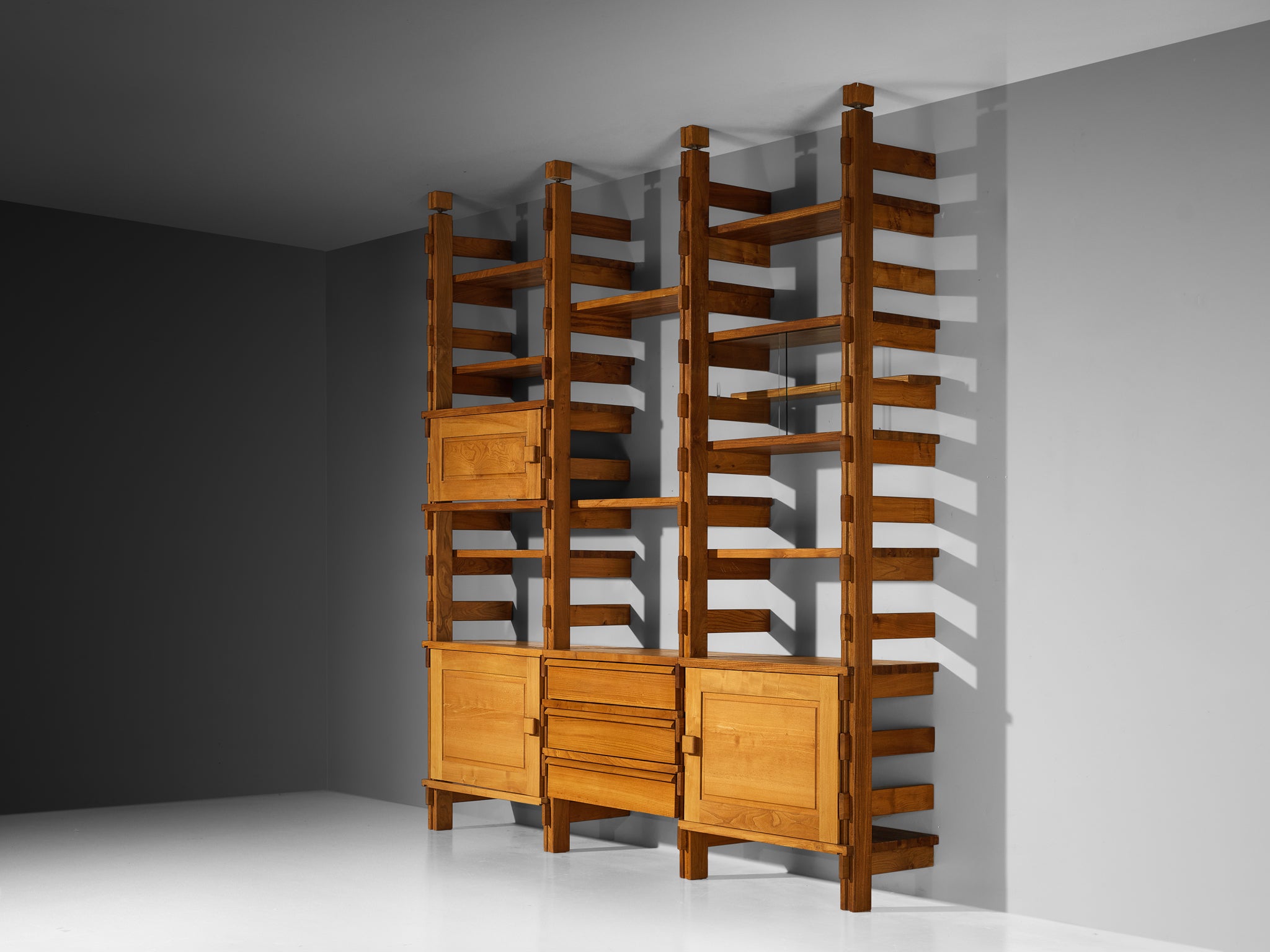 Galerie L'Orme Modular Wall Unit in Solid Elm Case pieces and storage cabinets Morentz