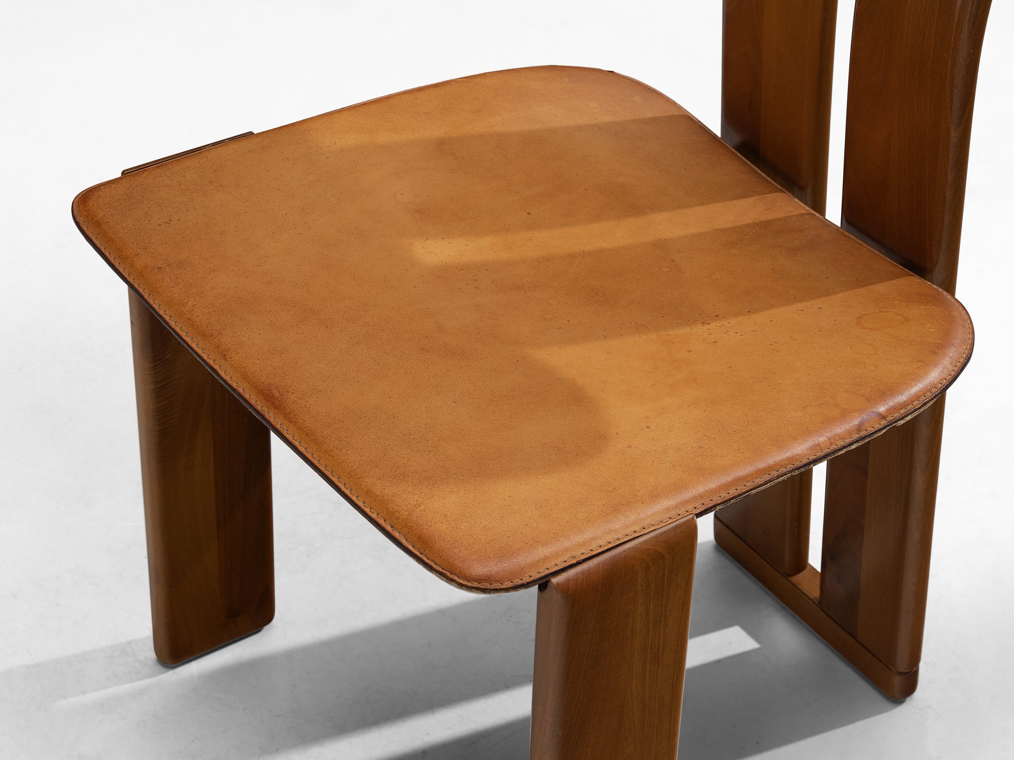 Mario Marenco for Mobil Girgi Set of Four Dining Chairs in Walnut Seating Morentz