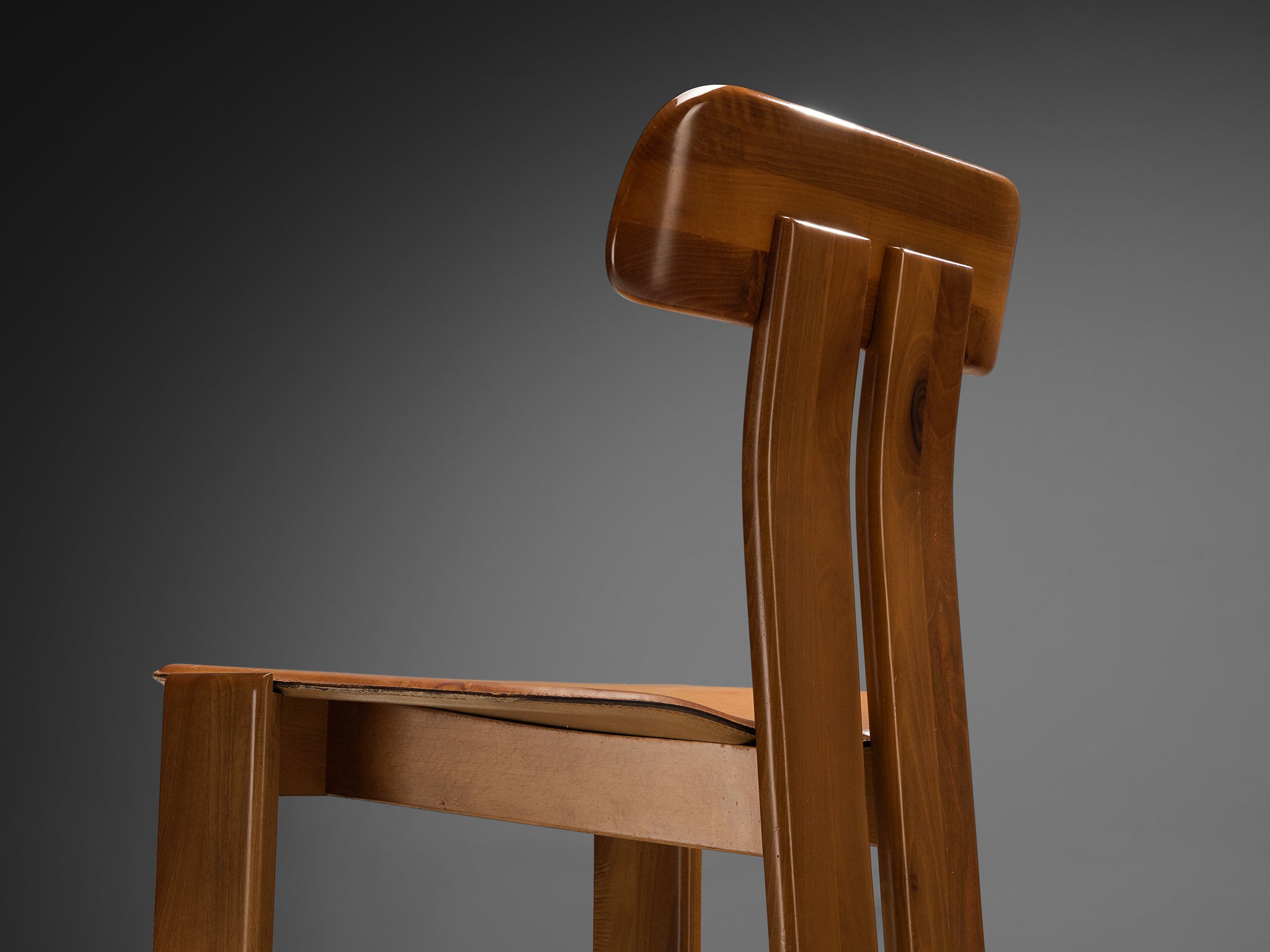 Mario Marenco for Mobil Girgi Set of Four Dining Chairs in Walnut Seating Morentz