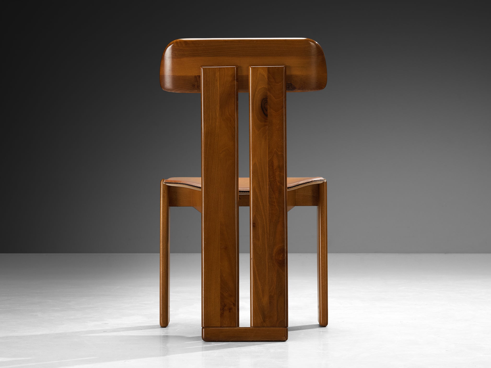 Mario Marenco for Mobil Girgi Set of Four Dining Chairs in Walnut Seating Morentz