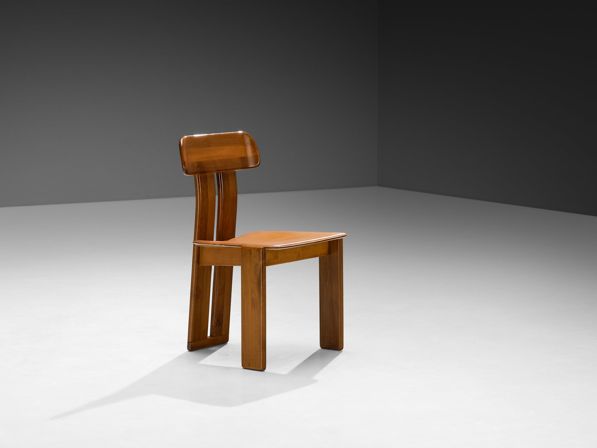 Mario Marenco for Mobil Girgi Set of Four Dining Chairs in Walnut Seating Morentz