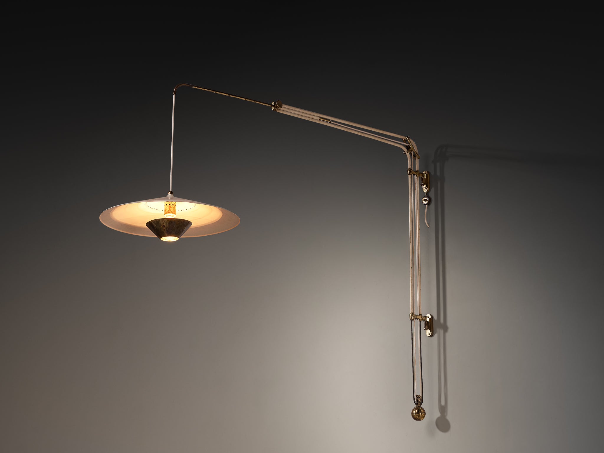 Franco Buzzi for O-Luce Wall Light in Brass and Aluminum Lighting Morentz