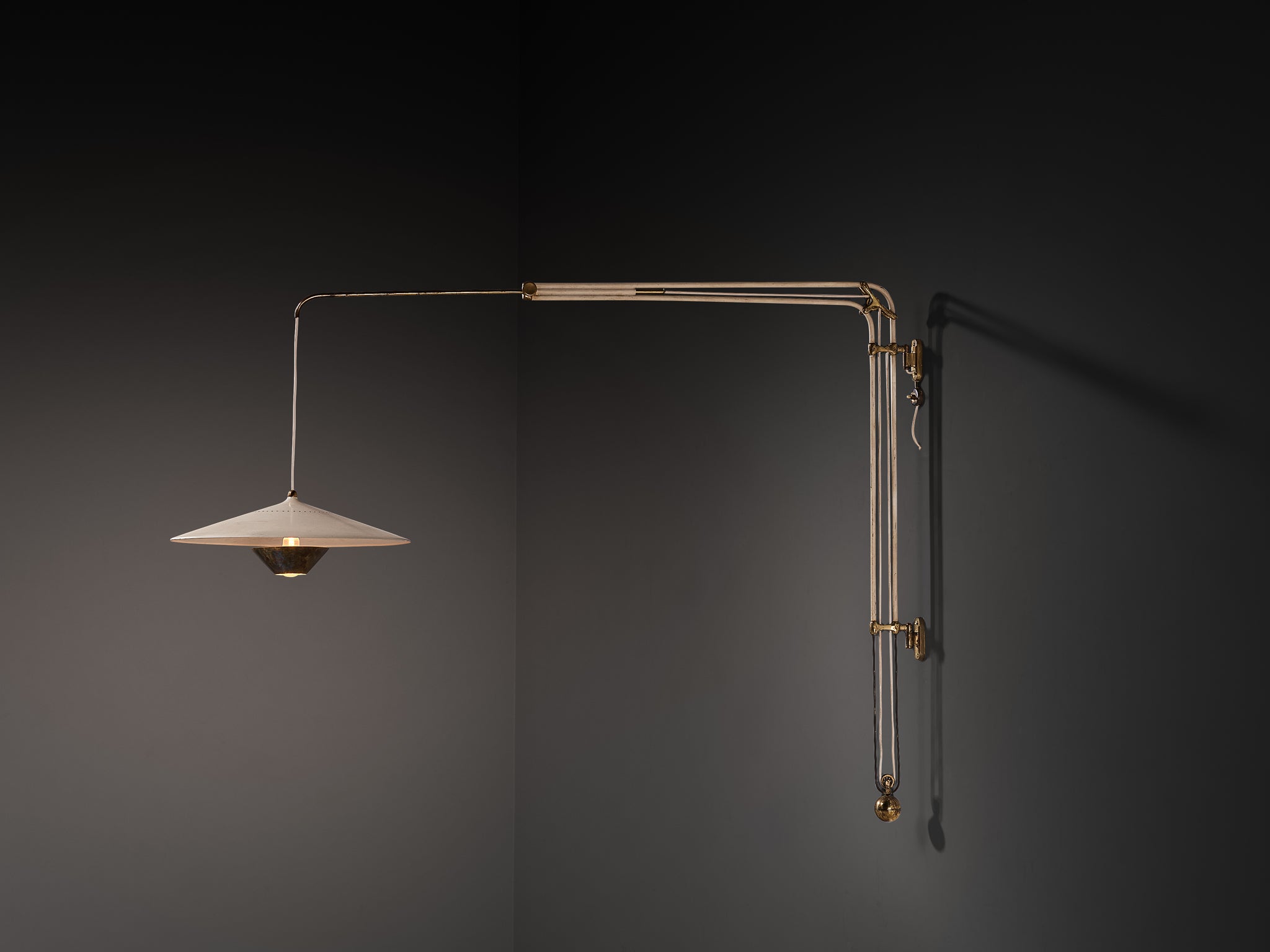 Franco Buzzi for O-Luce Wall Light in Brass and Aluminum Lighting Morentz