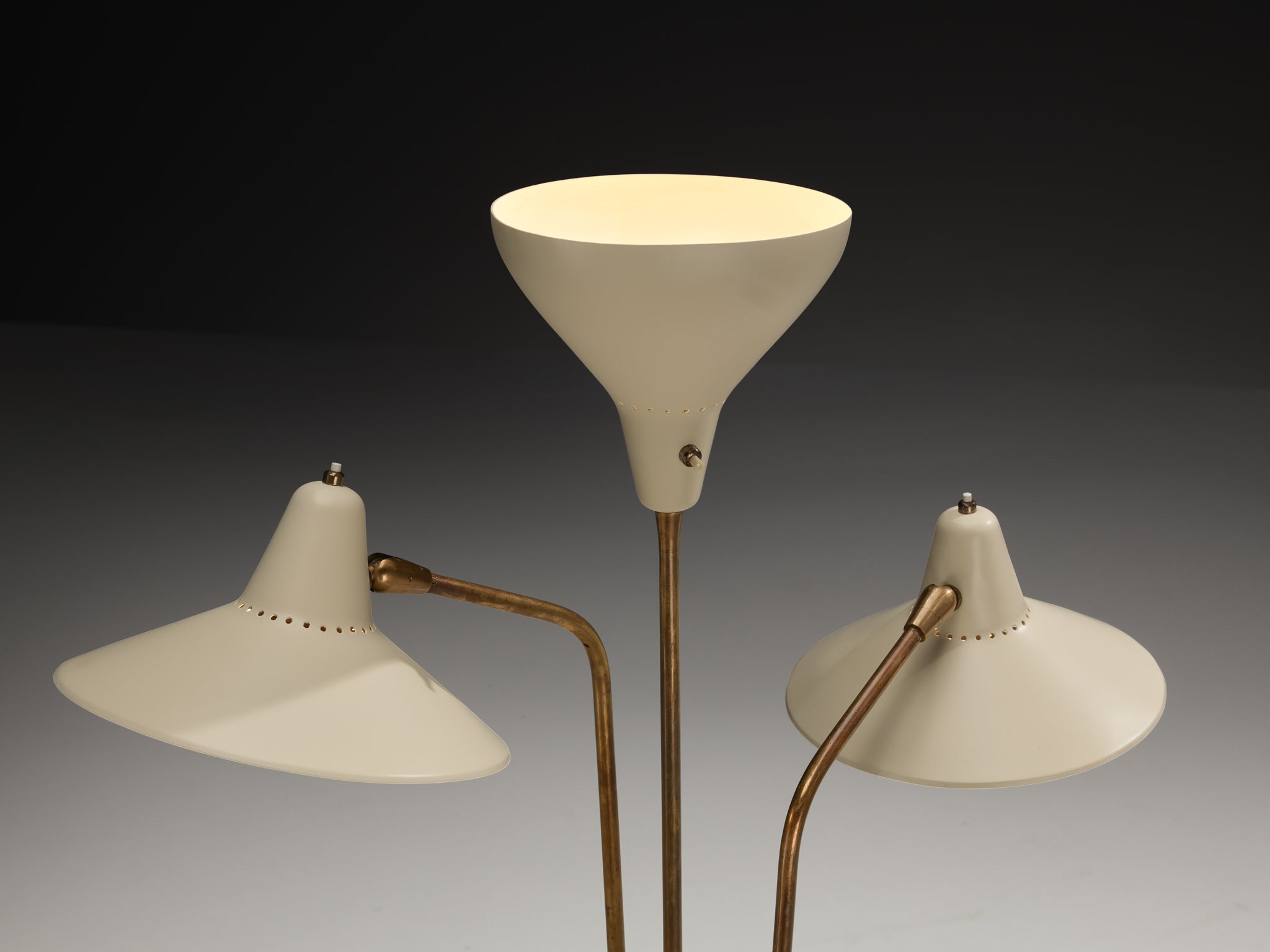 Rare Giuseppe Ostuni for O-Luce ’339/3’ Three-Armed Floor Lamp Lighting Morentz