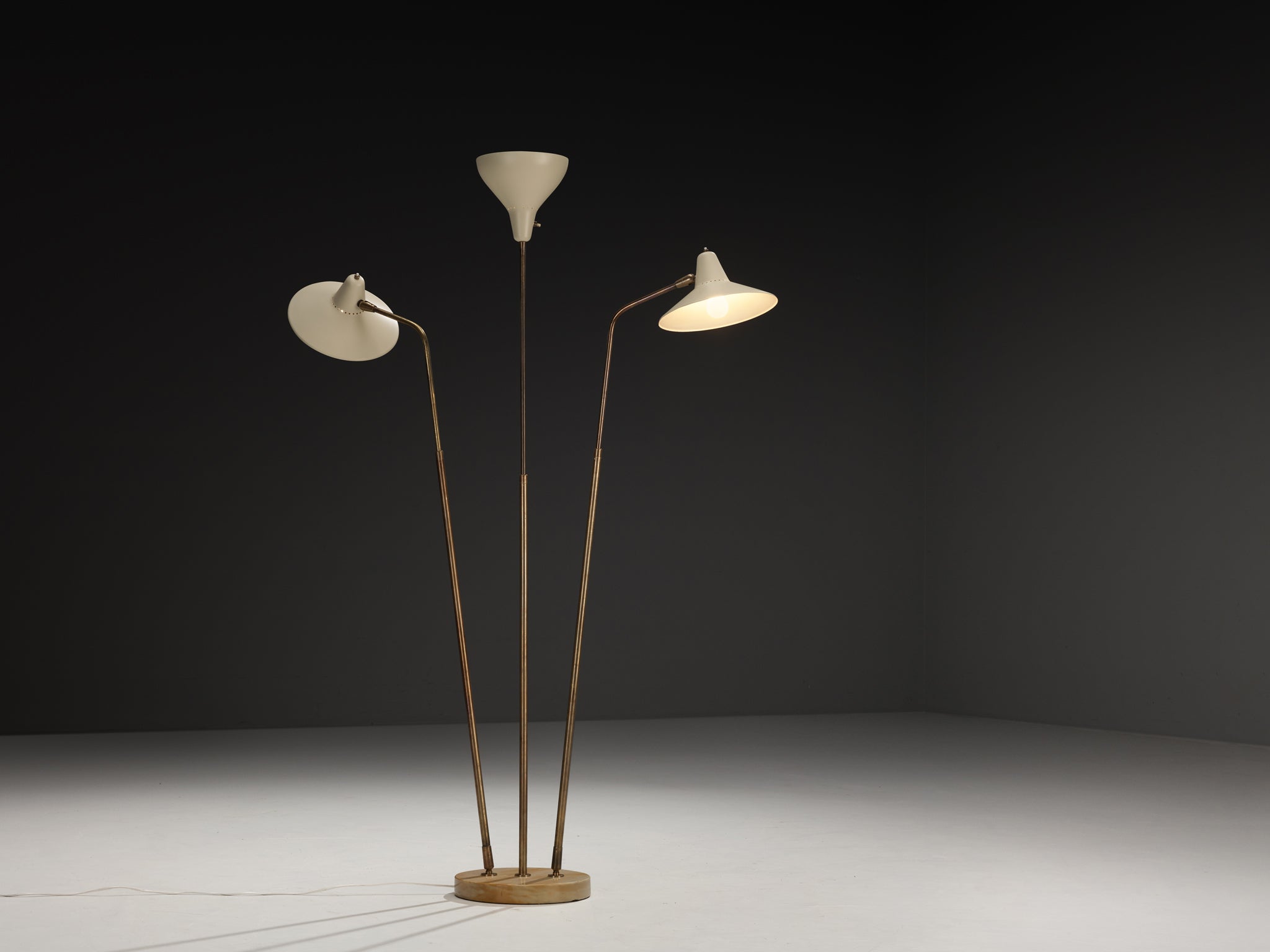 Rare Giuseppe Ostuni for O-Luce ’339/3’ Three-Armed Floor Lamp Lighting Morentz