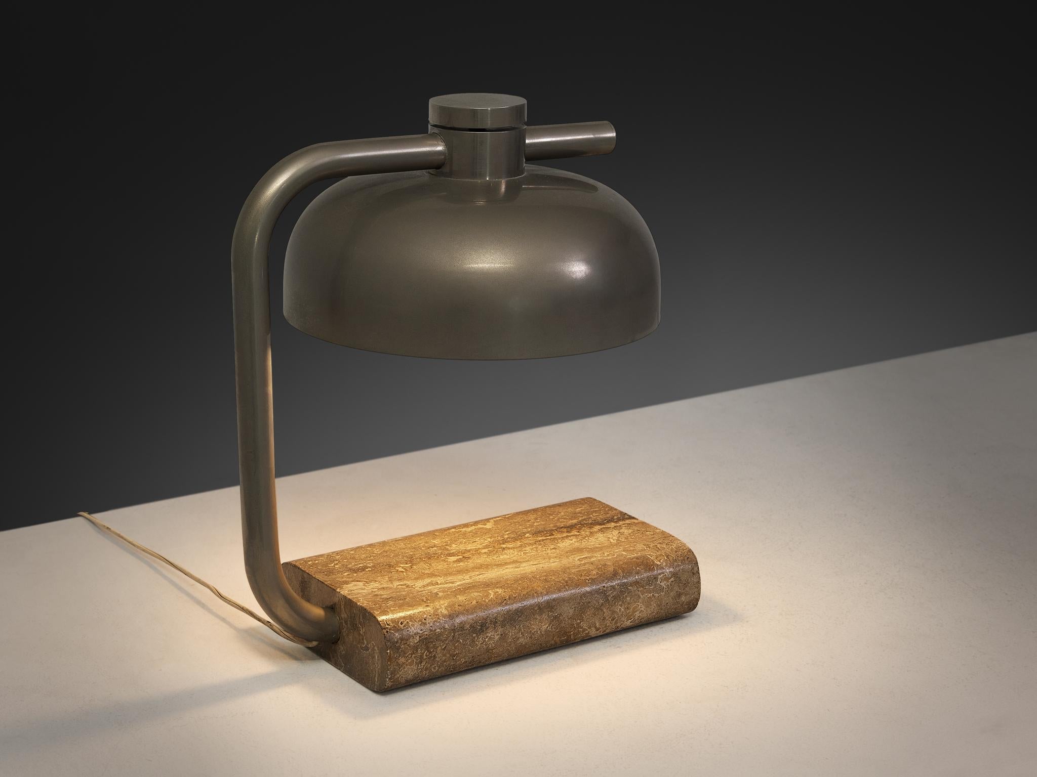 Paolo Salvi Table Lamp in Travertine and Chromed Metal lighting Morentz