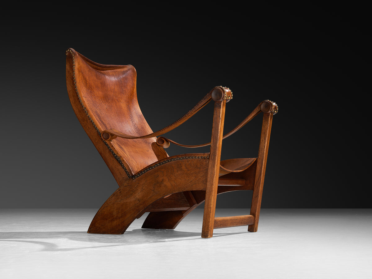 Mogens Voltelen for Ivan Schlechter 'Copenhagen' Lounge Chair in Cognac Leather and Teak Seating Morentz