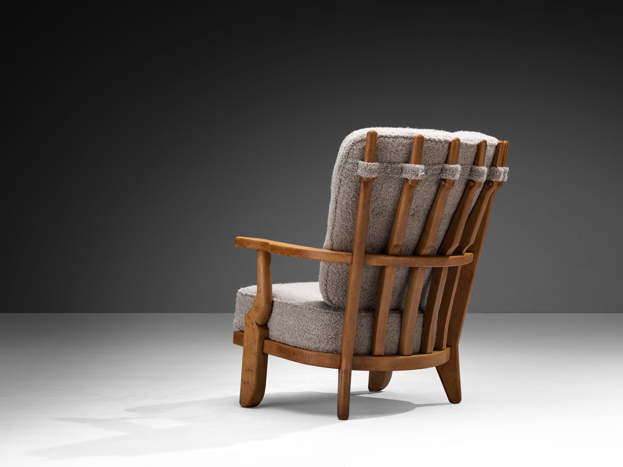 Guillerme & Chambron 'Petit Repos' Lounge Chair in Solid Oak and Teddy Fabric Seating Morentz