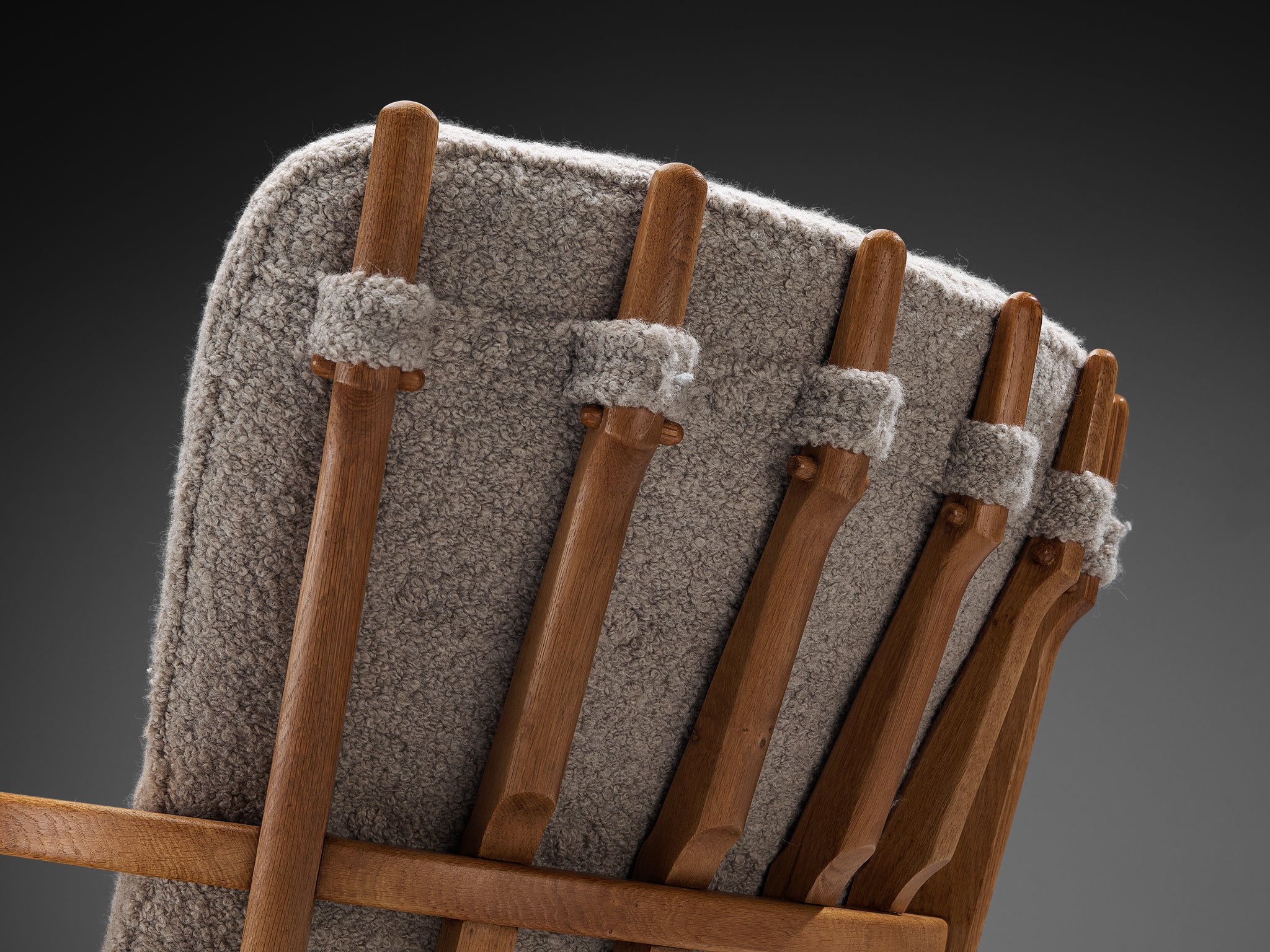 Guillerme & Chambron 'Petit Repos' Lounge Chair in Solid Oak and Teddy Fabric Seating Morentz