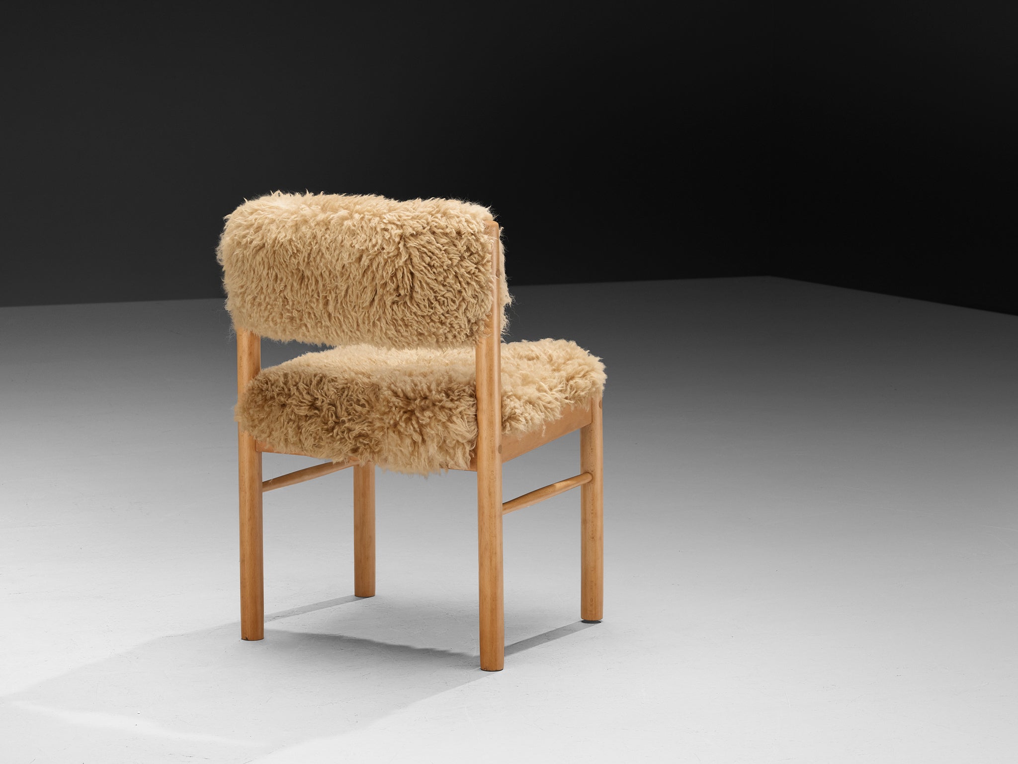 Danish Dining Chairs in Wood and Sheepskin Seating Morentz