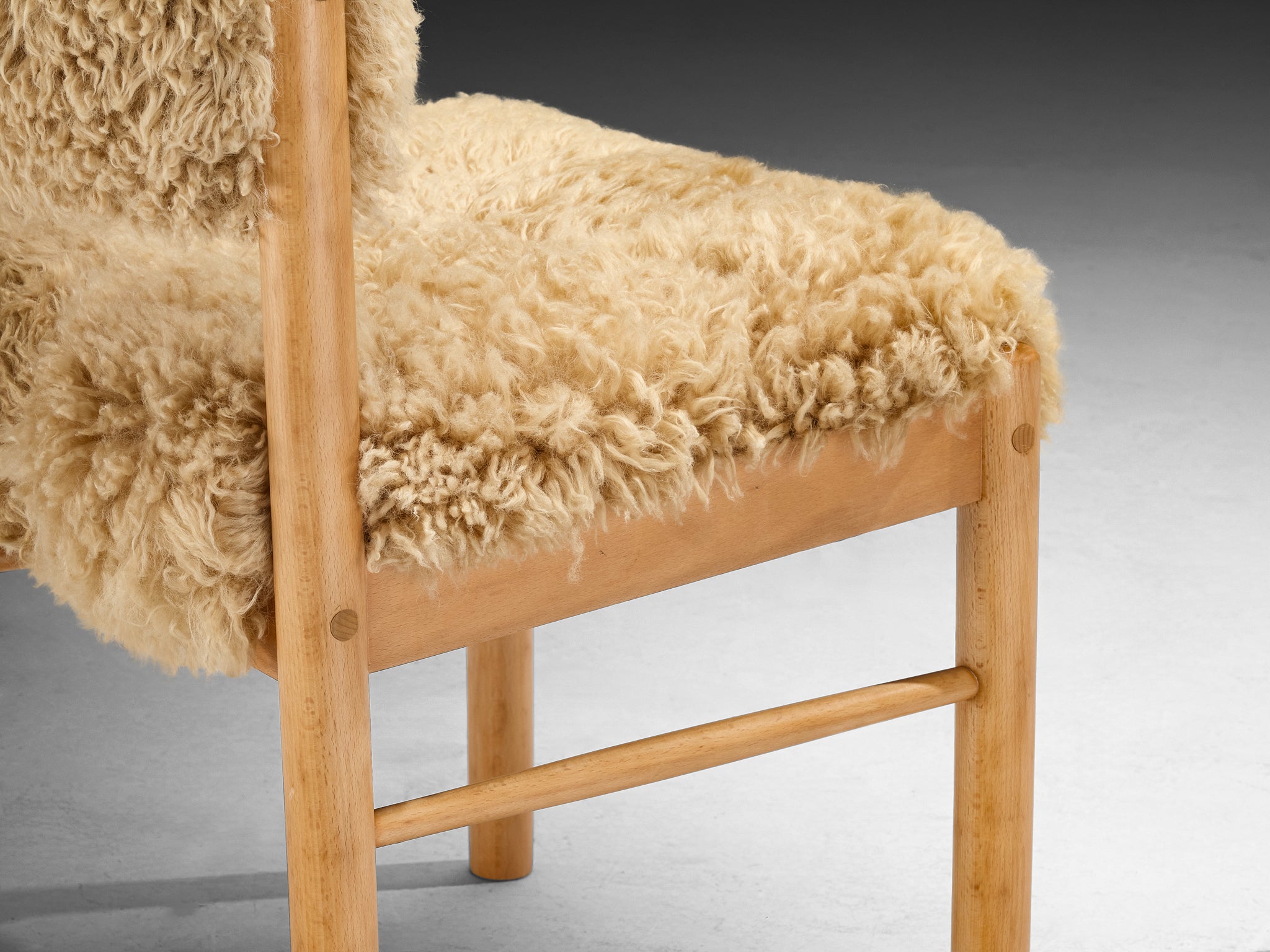 Danish Dining Chairs in Wood and Sheepskin Seating Morentz