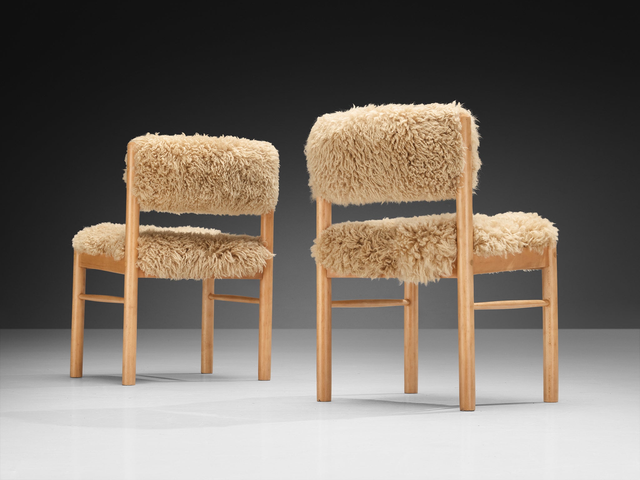 Danish Dining Chairs in Wood and Sheepskin Seating Morentz