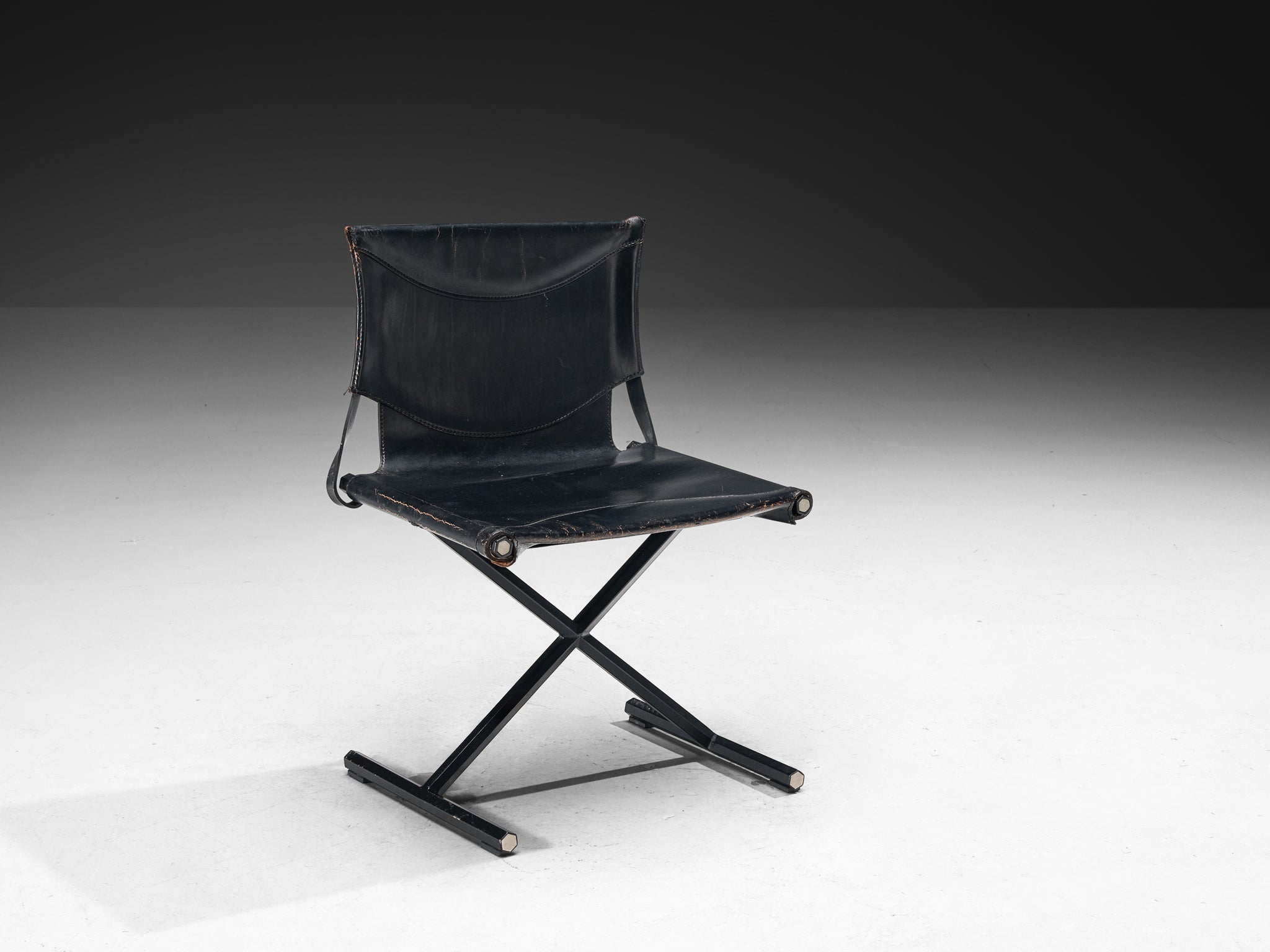 Afra & Tobia Scarpa for Goppion 'Bisante S1' Chair in Black Leather and Steel Seating Morentz