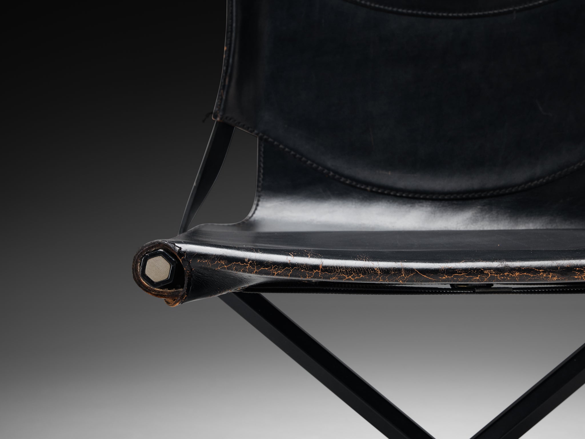 Afra & Tobia Scarpa for Goppion 'Bisante S1' Chair in Black Leather and Steel Seating Morentz